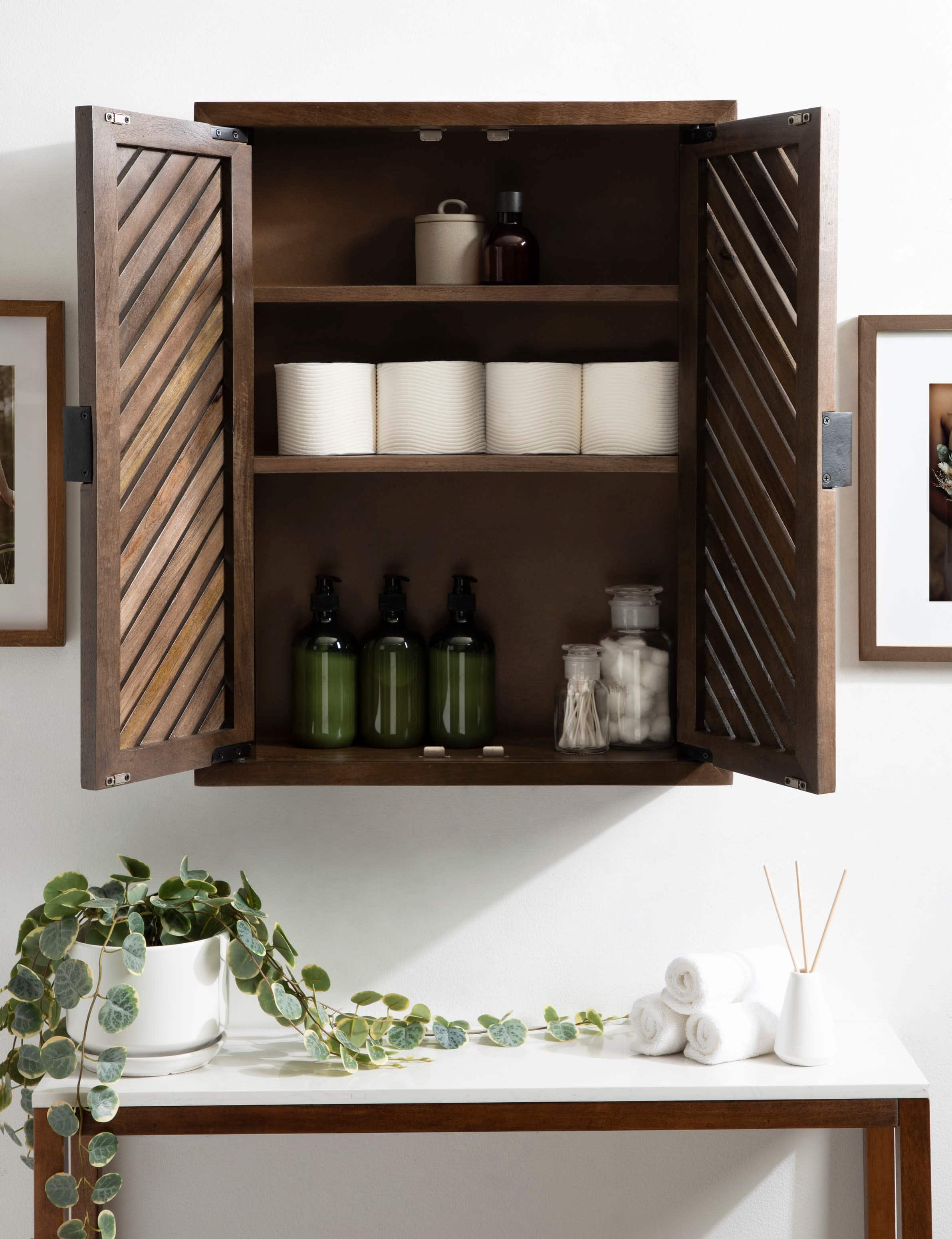 Kate and Laurel Mezzeta Tall Wood Bath Cabinet