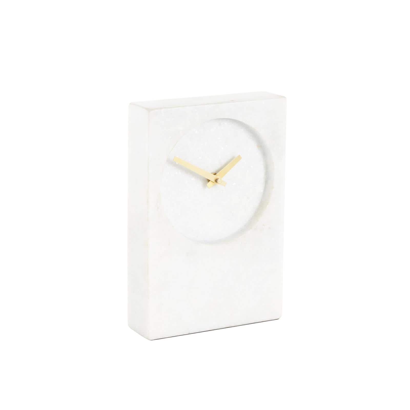 9" White Marble Rectangular Clock