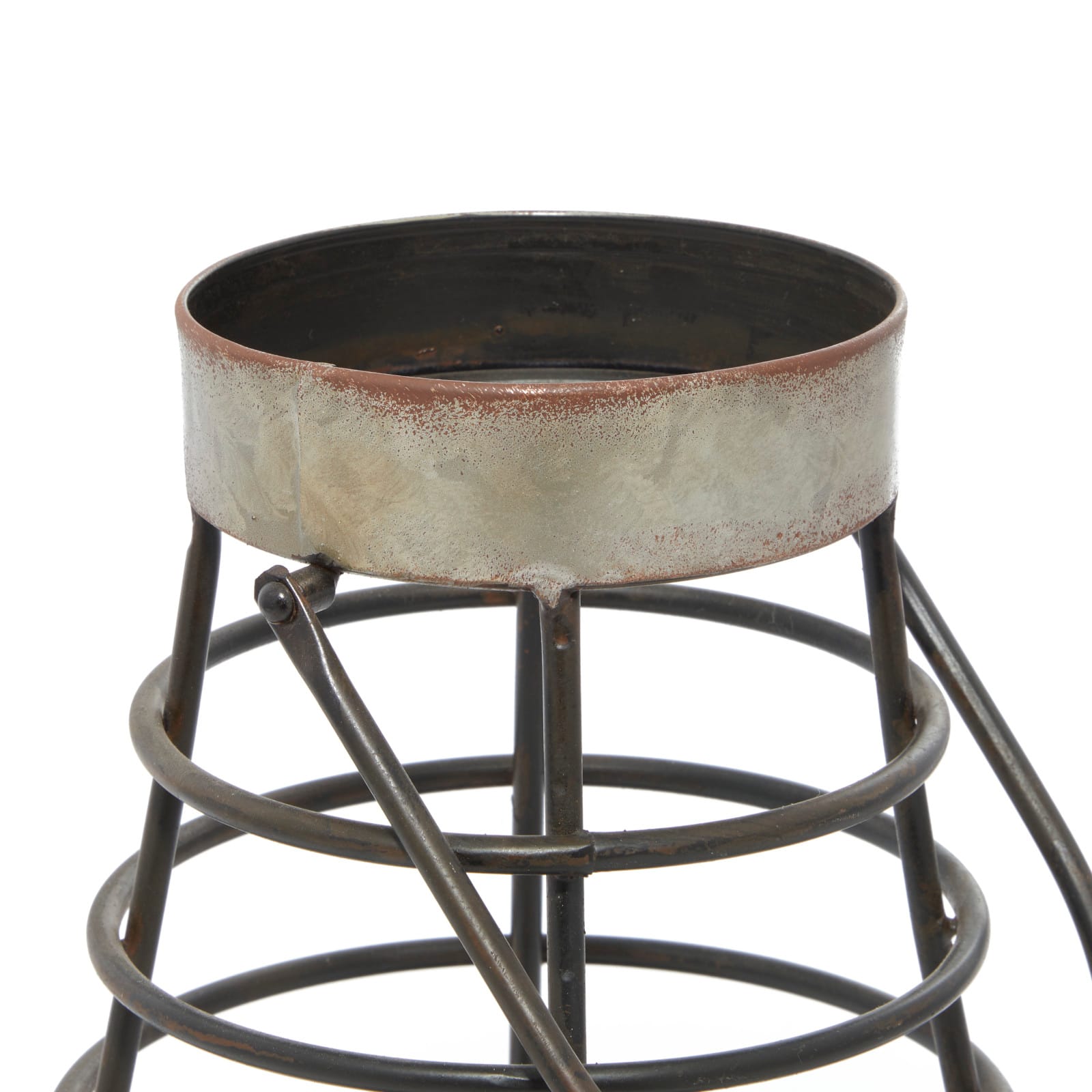 Silver Iron Farmhouse Candle Holder Lantern, 14" x 8" x 8"