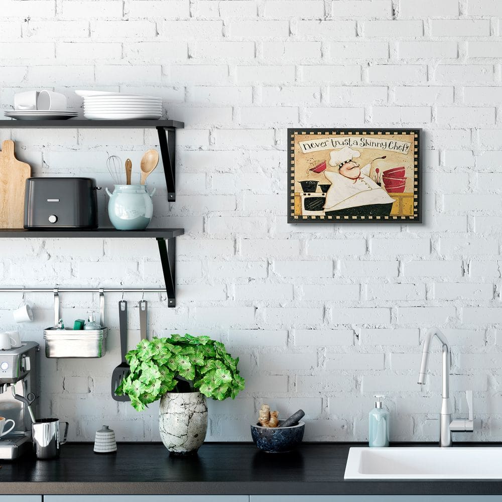 Stupell Industries Never Trust a Skinny Chef with Happy Cook Phrase Framed Wall Art