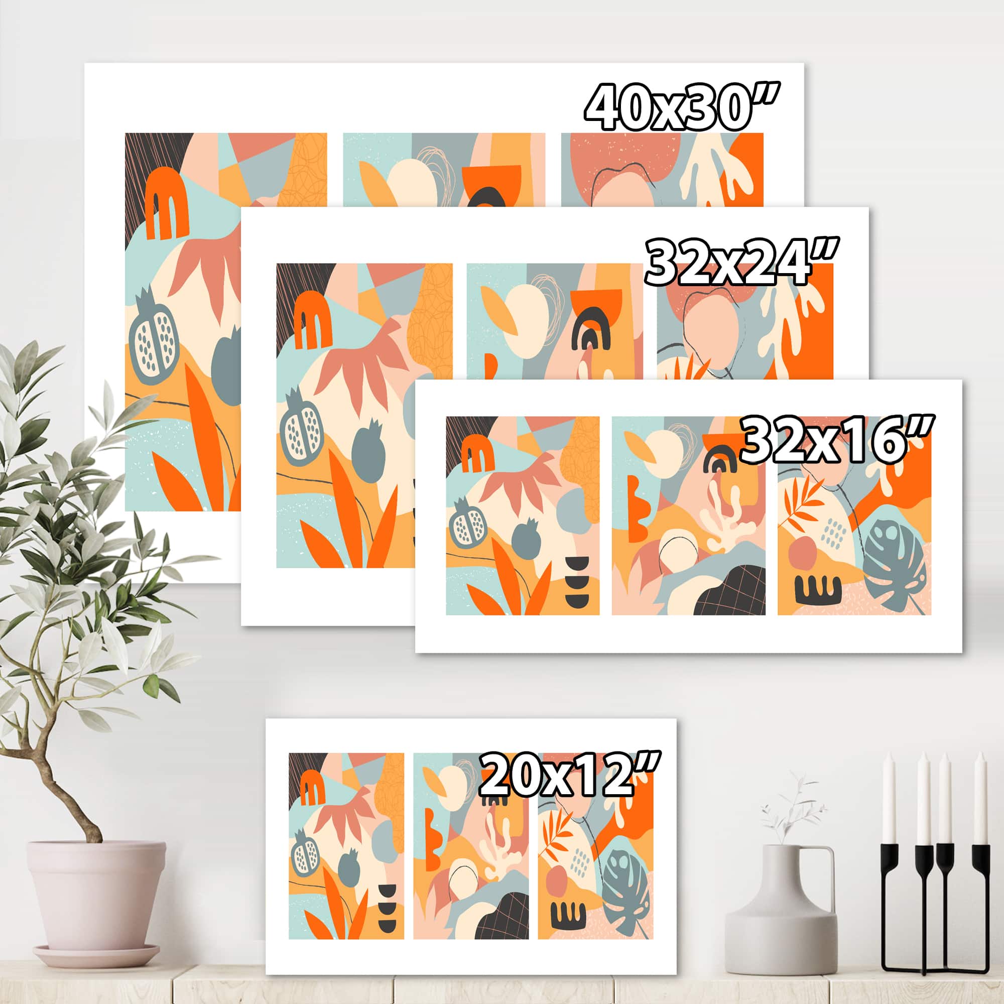 Designart - Minimalistic Compostion of Organic Shapes VII - Modern Canvas Wall Art Print