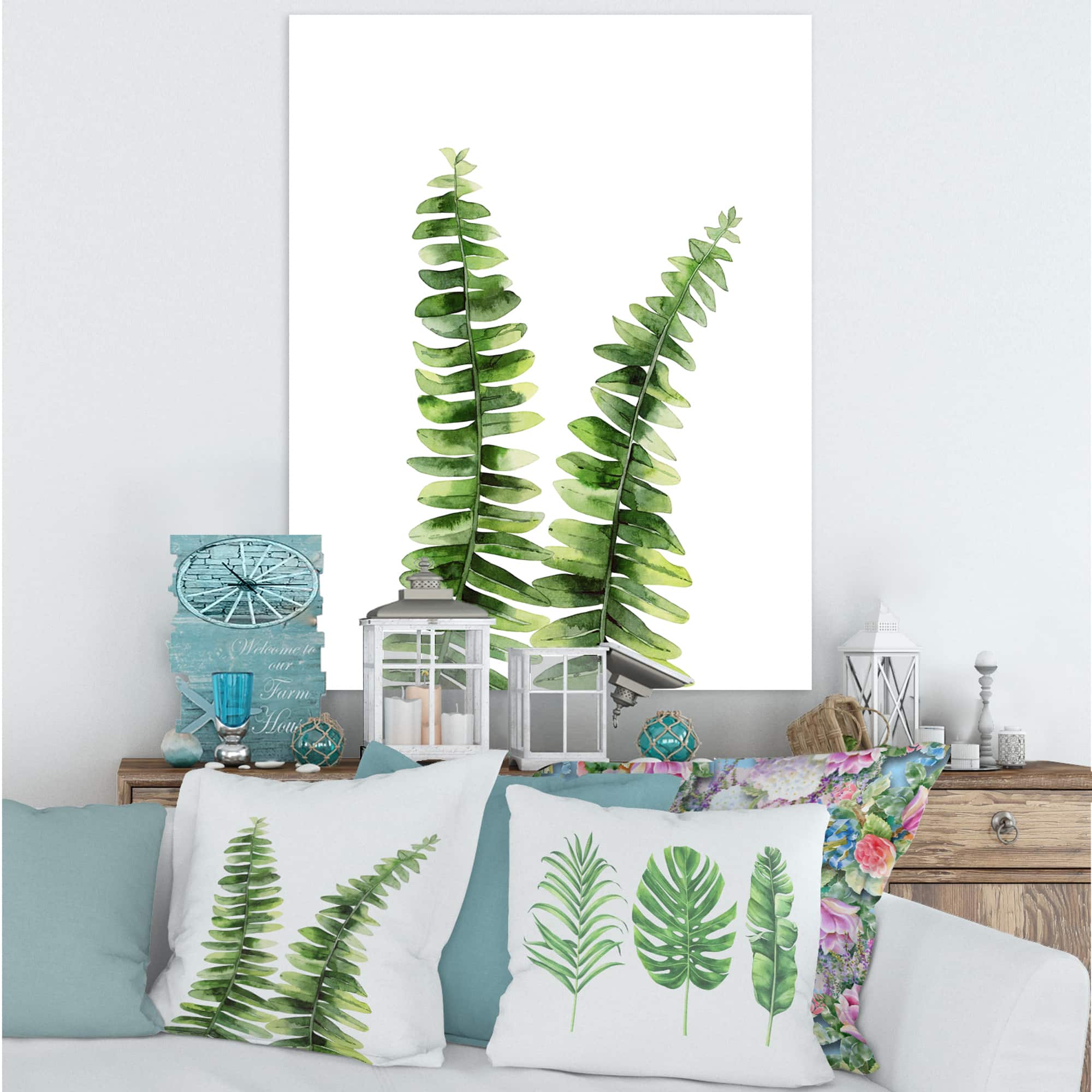 Designart - Fern Plant In Greenbotanical Detail