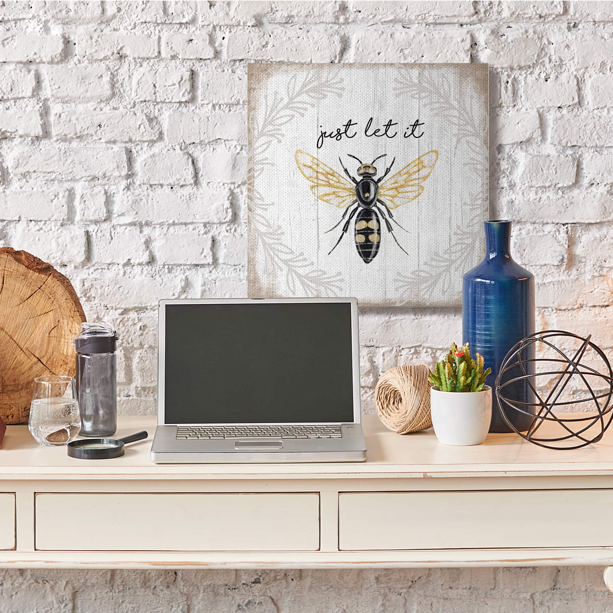 Stupell Industries Just Let it Be Sentiment Country Bee Pun Canvas Wall Art