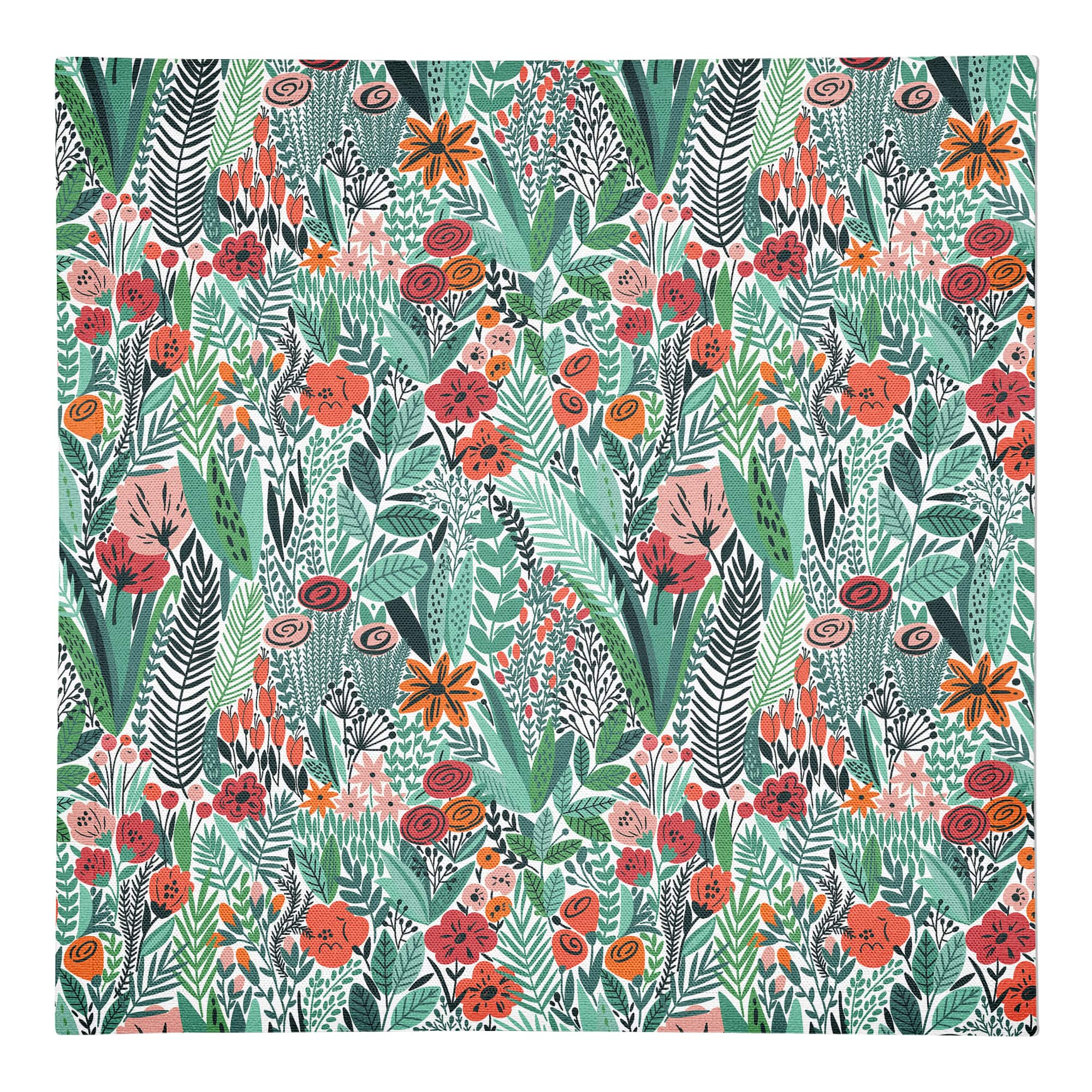 Lush Floral Pattern 10" x 10" Cotton Twill Napkin