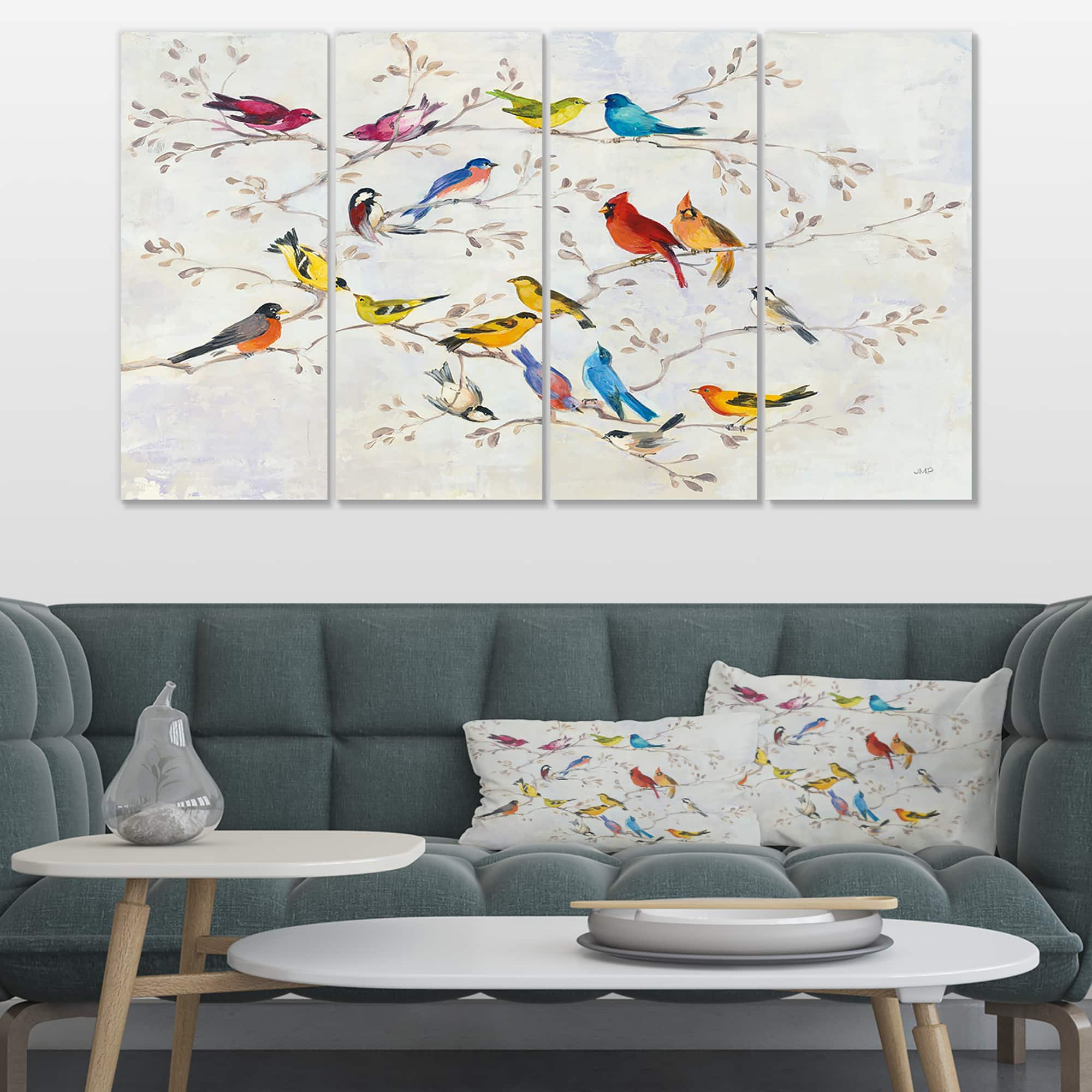 Designart - Multi-Color Bird on Tree