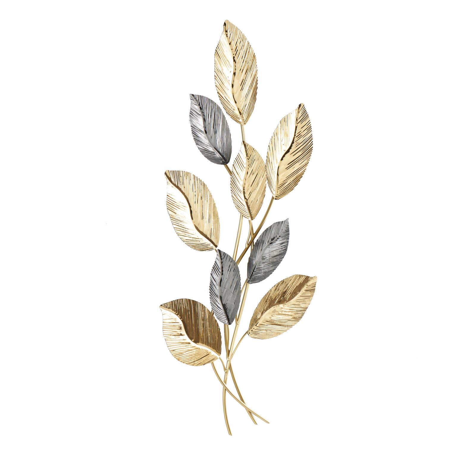 19" x 36" Gold Stainless Steel Metal Leaf Layered Home Wall Décor