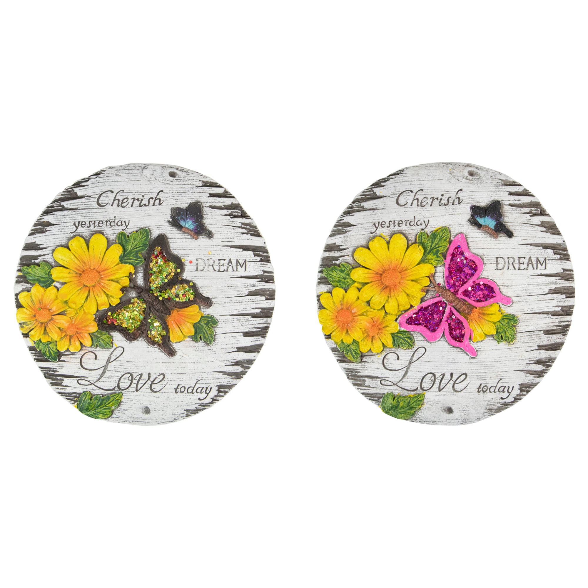 10" "Love Today" Outdoor Floral Garden Stones Set