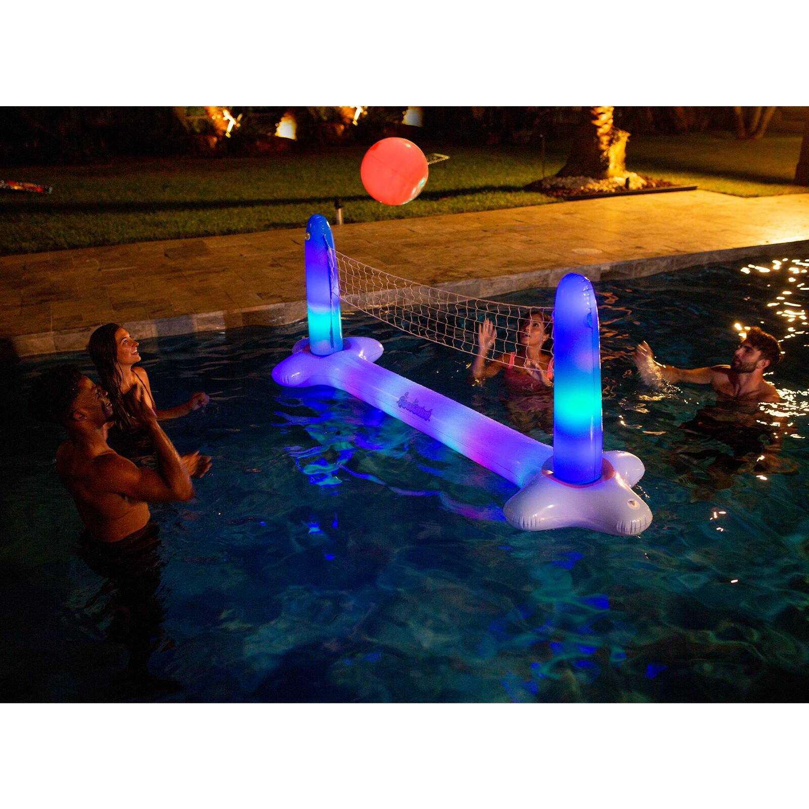 PoolCandy 8.75ft. Giant Floating Illuminated Volleyball LED Game Set