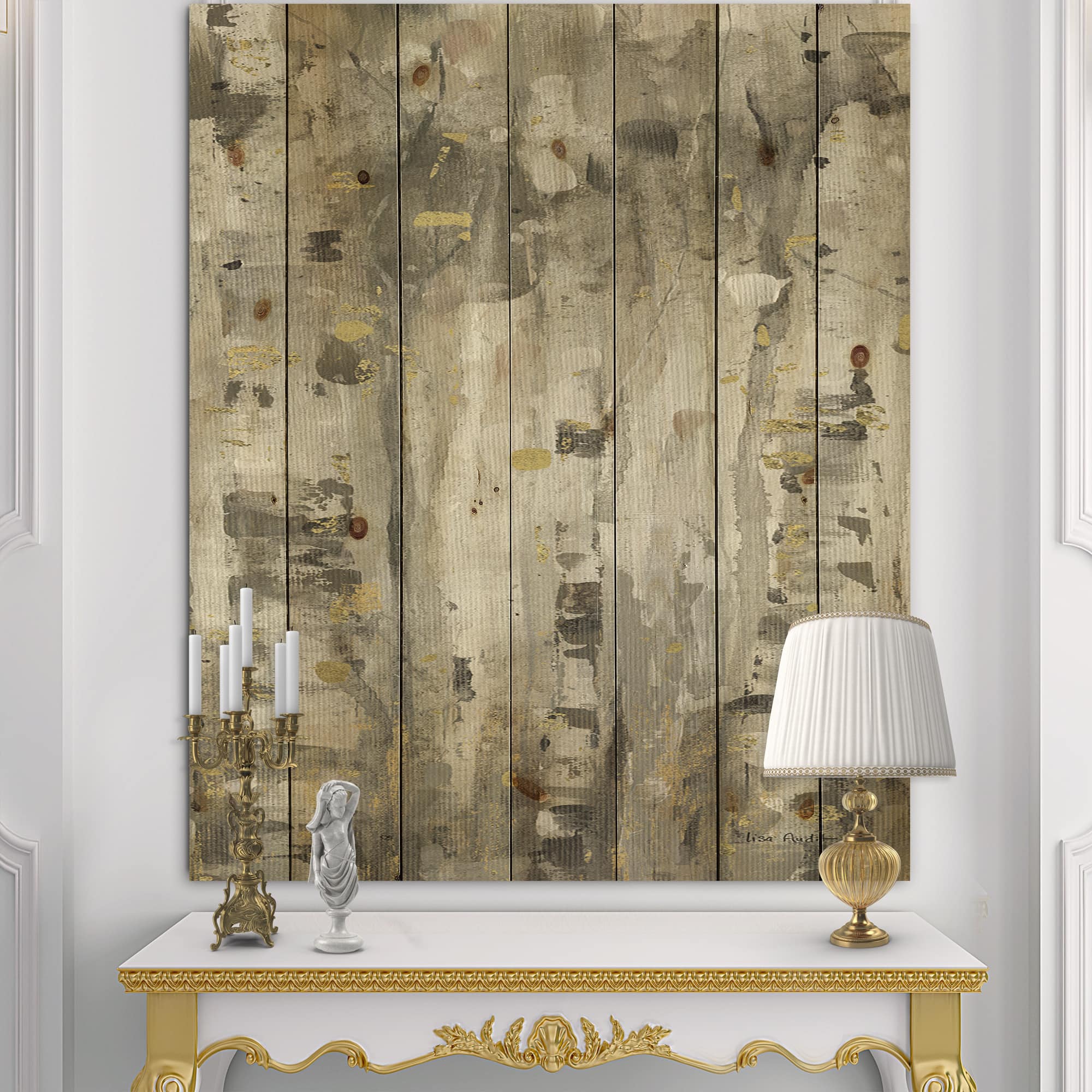 Designart - The Modern Grey Forest II - Farmhouse Print on Natural Pine Wood