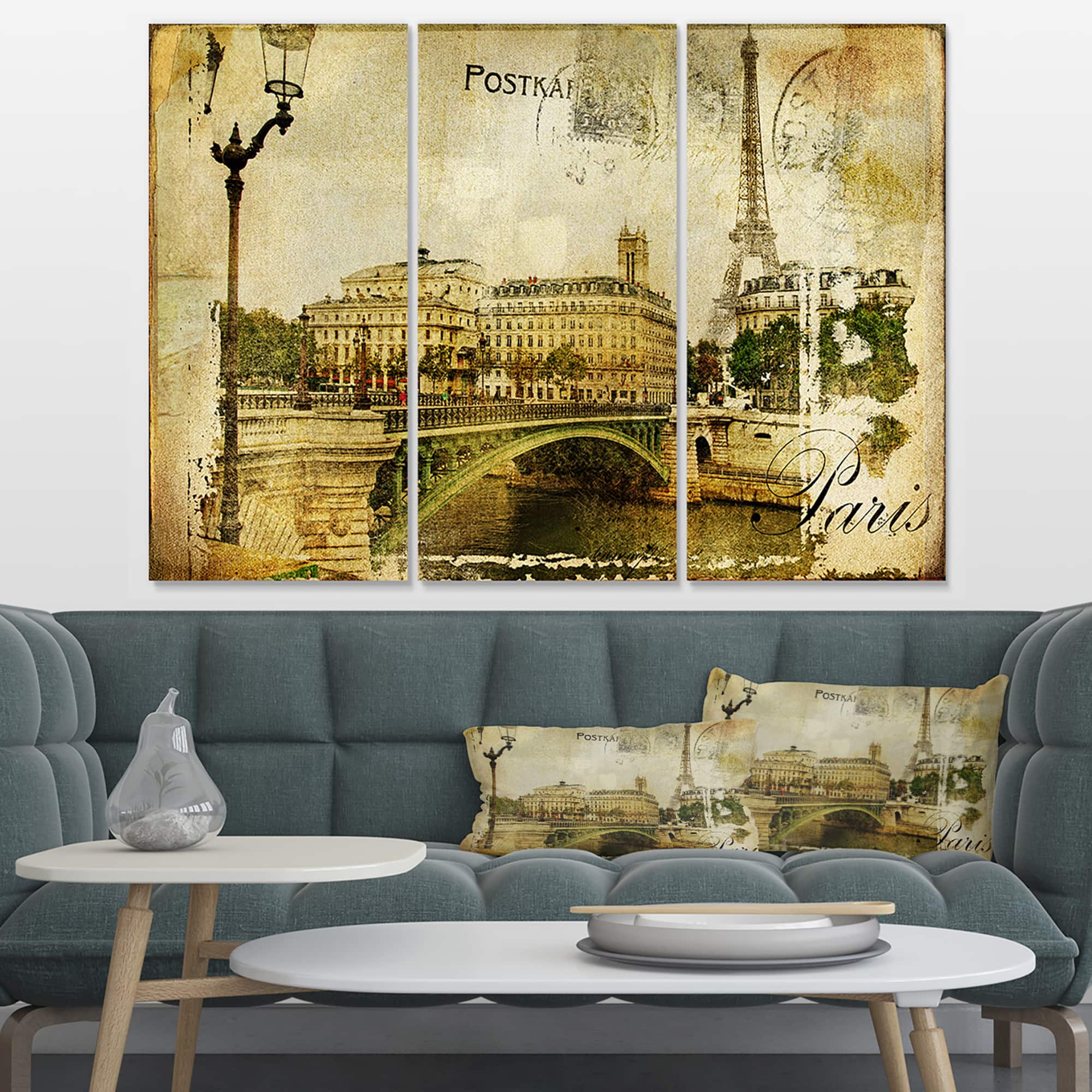 Designart - Vintage Paris - Abstract Cityscape Art