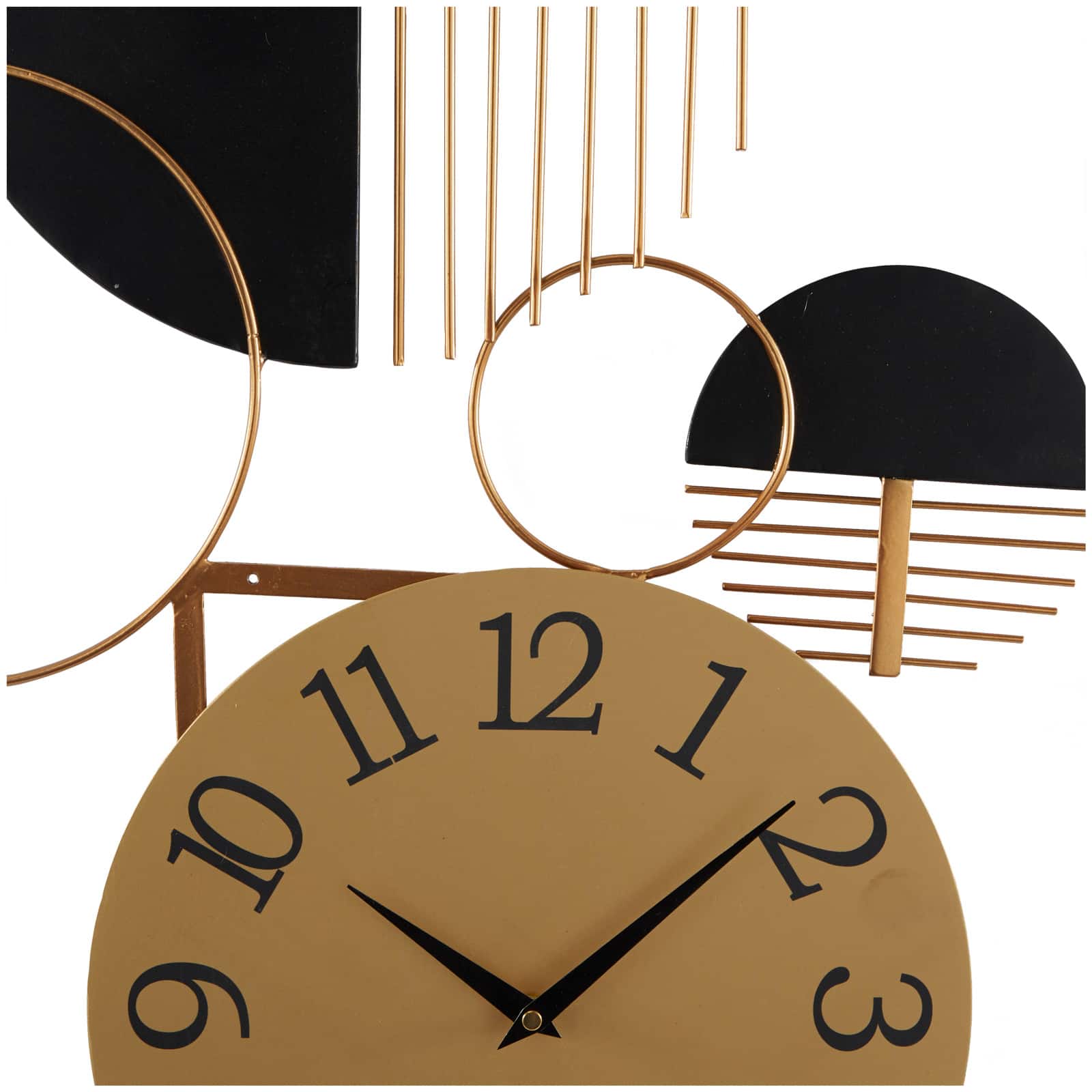 44" Black Metal Half Moon Geometric Wall Clock Décor
