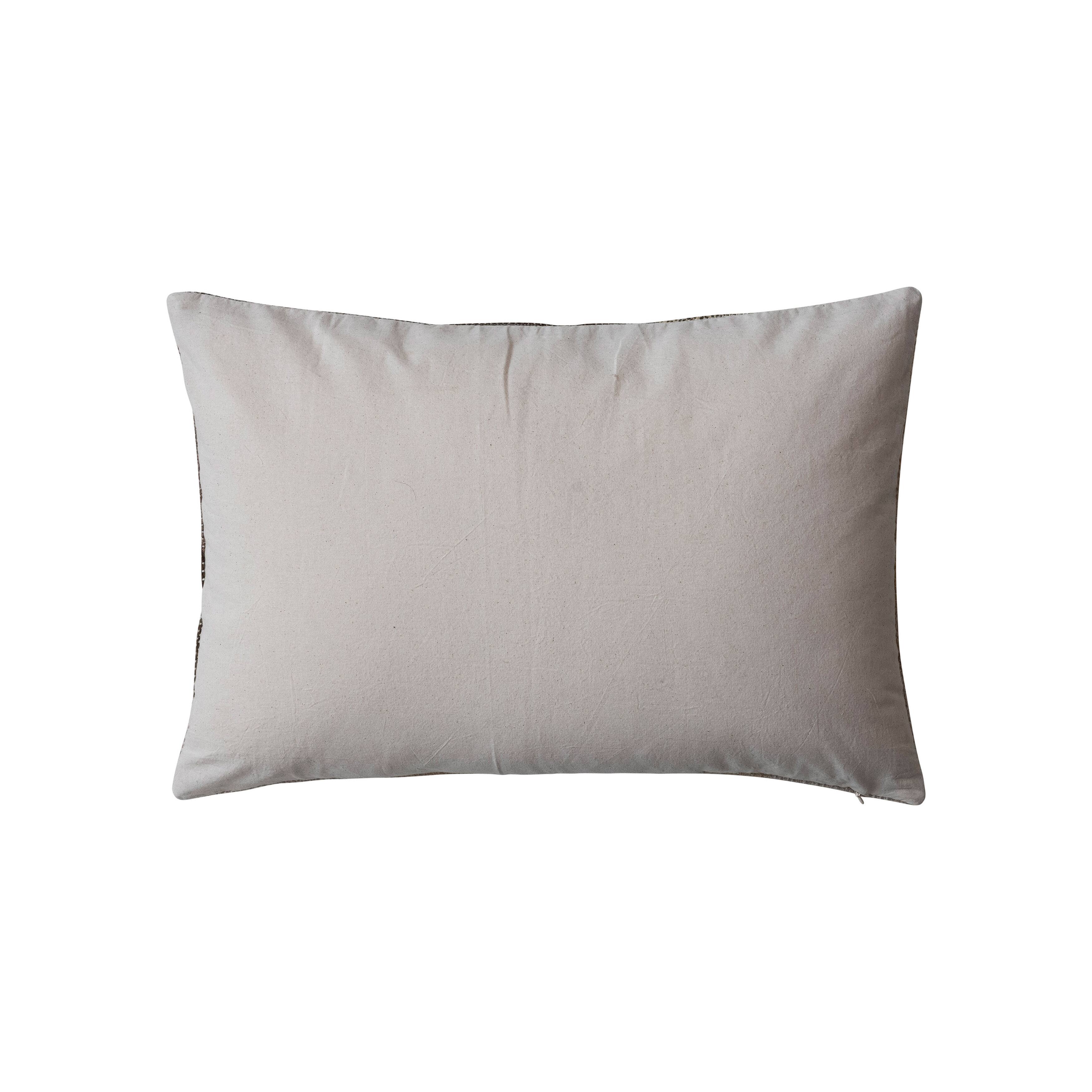 Hello Honey® 24" Brown Abstract Design Hand-Woven Fabric Indoor/Outdoor Lumbar Pillow