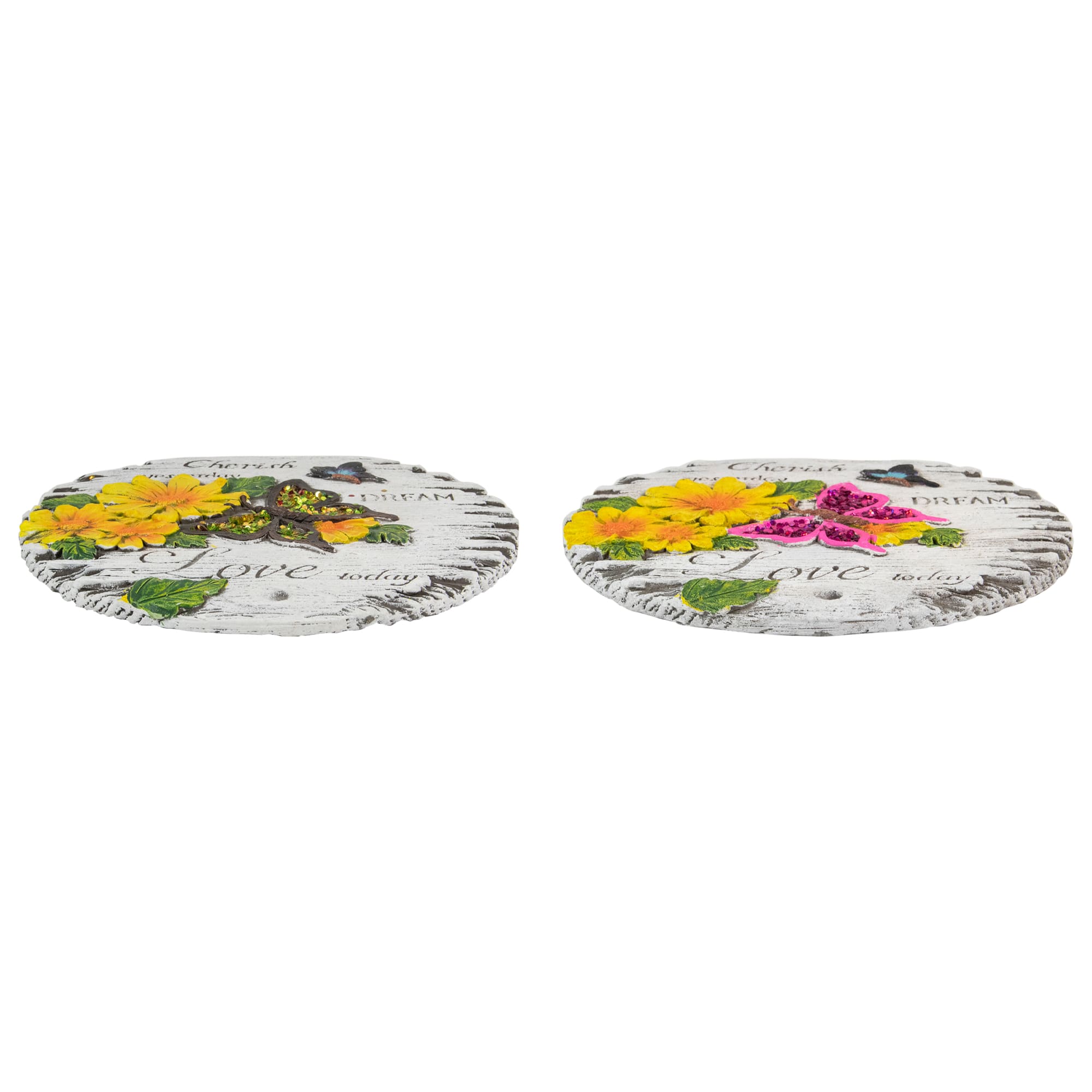 10" "Love Today" Outdoor Floral Garden Stones Set