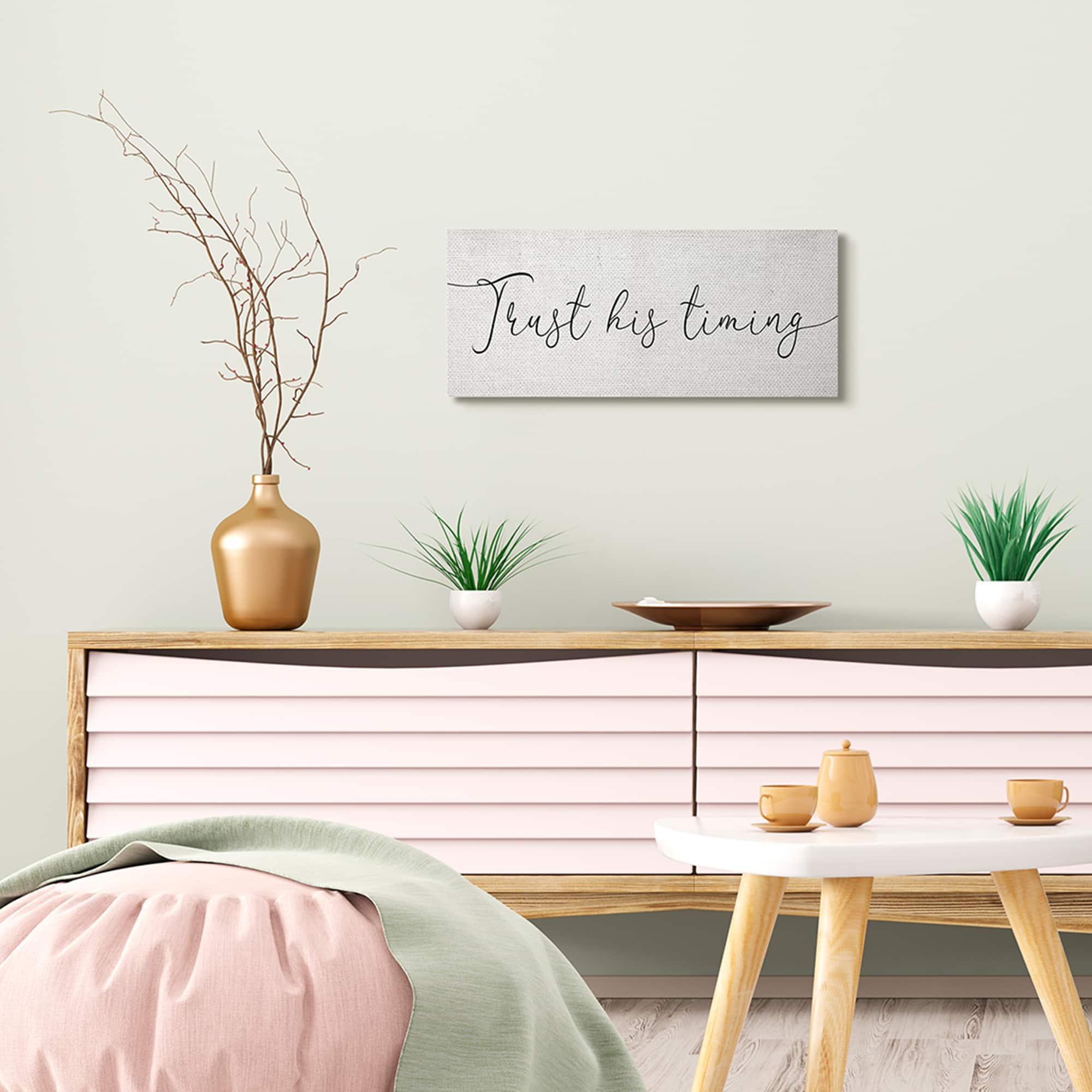 Stupell Industries Trust His Timing Religious Canvas Wall Art