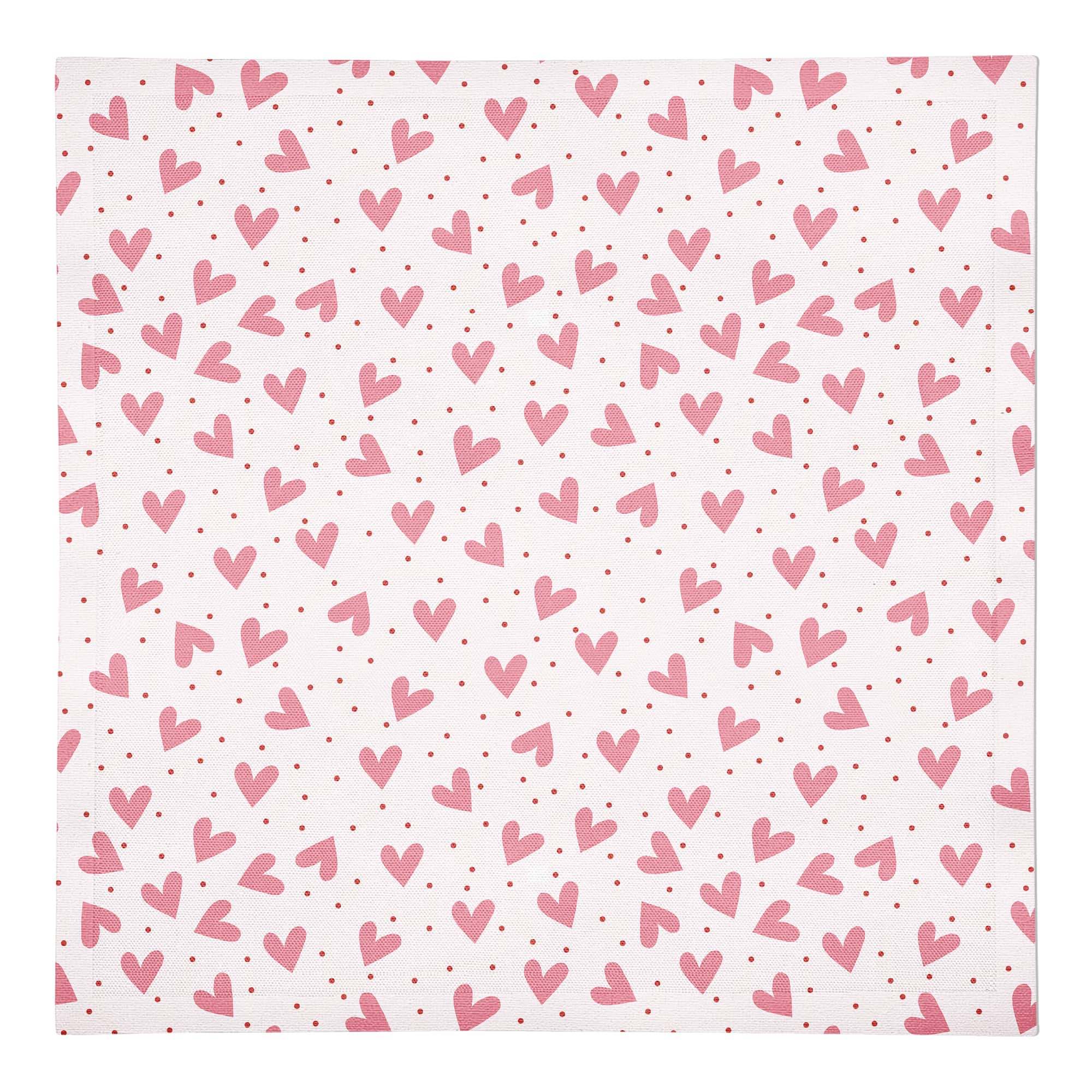 Heart Polka Pattern 10" x 10" Cotton Twill Napkin