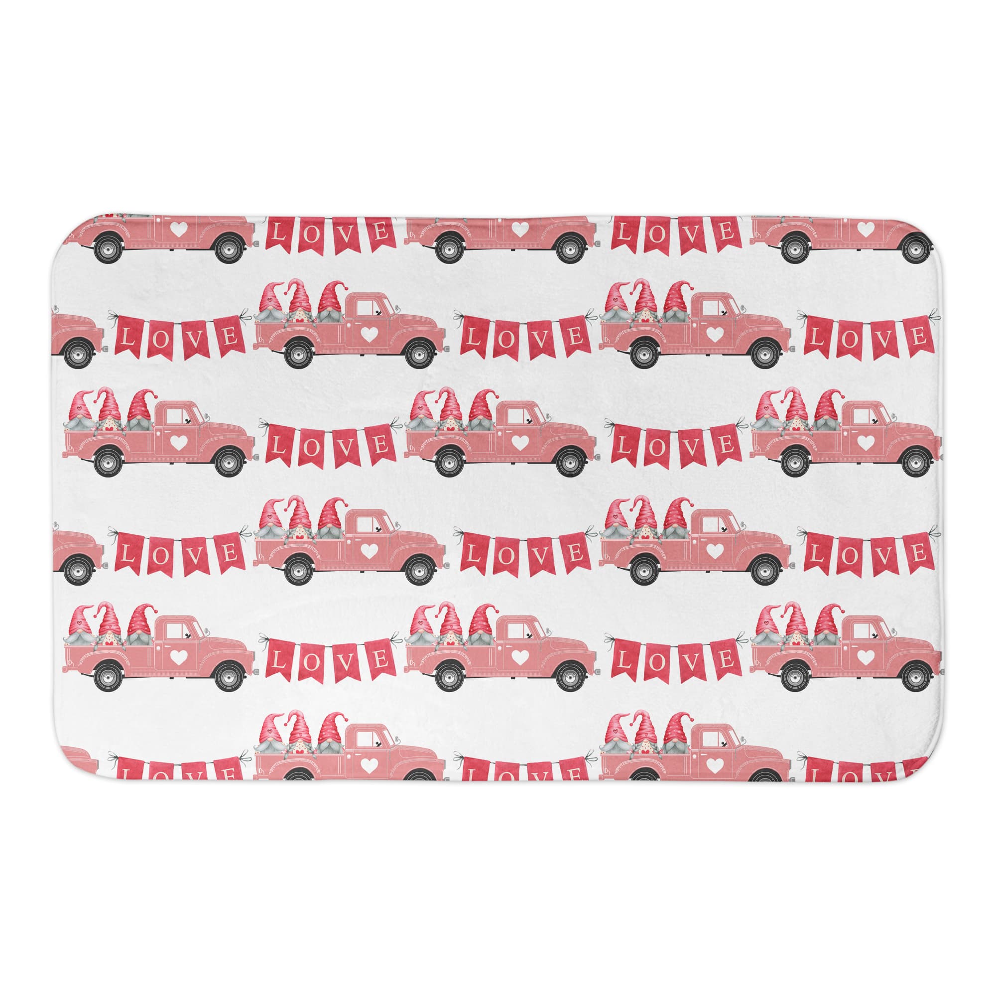 VDay Gnome Truck Pattern 21" x 34" Bath Mat