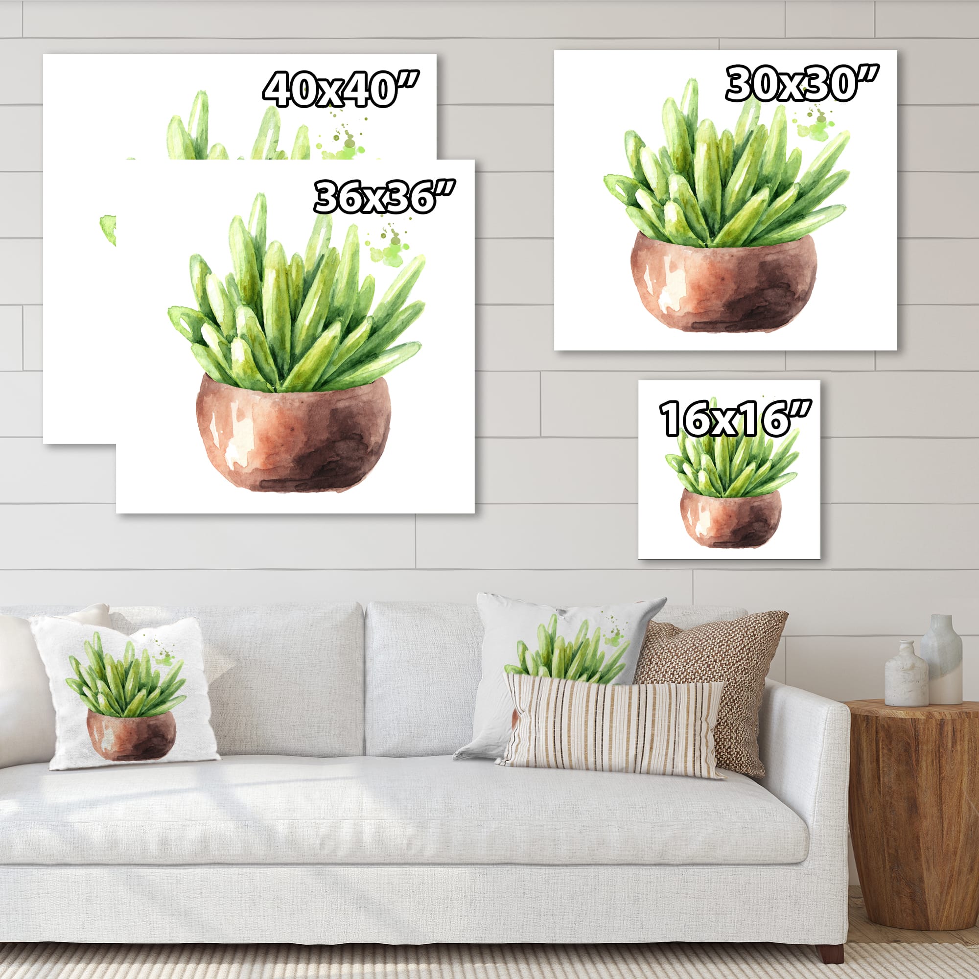 Designart - Succulent Flower In Terracotta Pot I - Traditional Canvas Wall Art Print