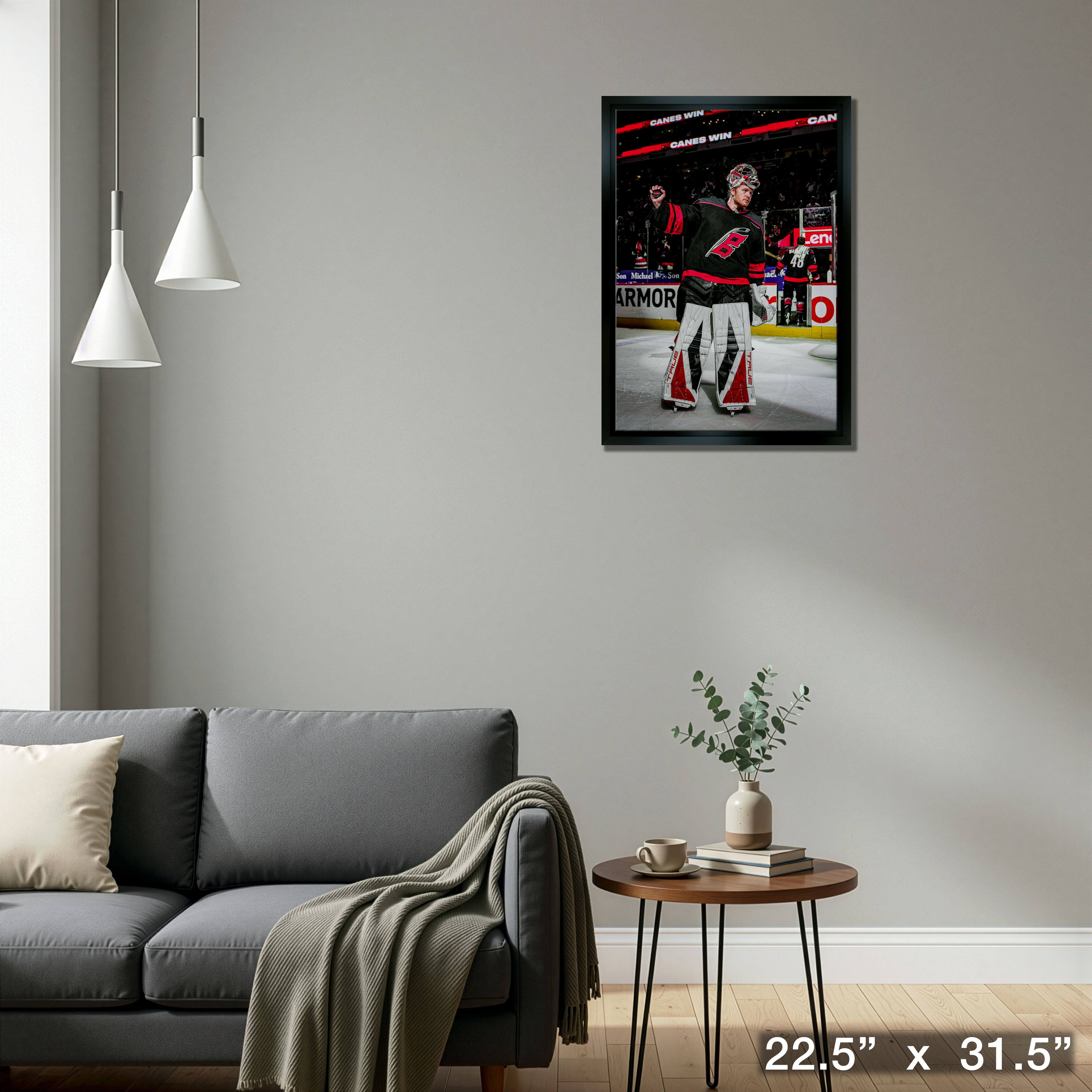 Frederick Andersen 20" x 29" Framed Canvas Hurricanes 2025 Playoffs 22.5" x 31.5"