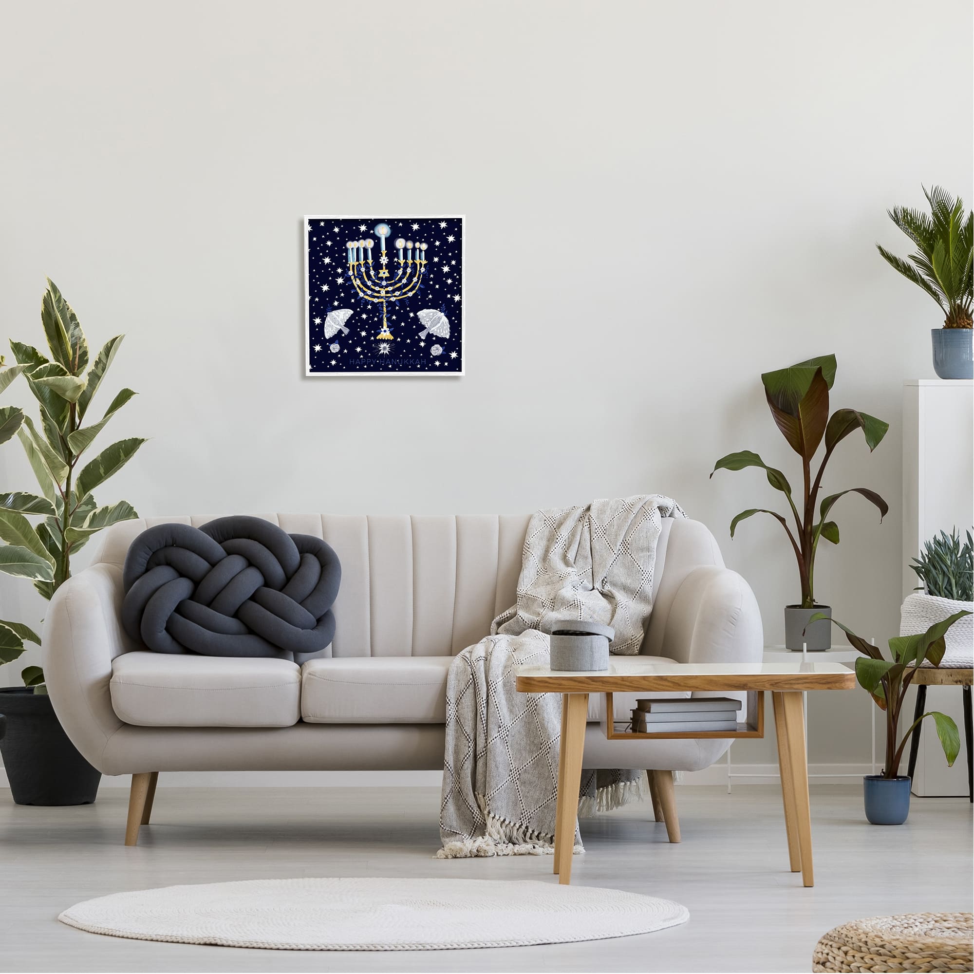 Stupell Industries 17" x 17" Happy Hanukkah Starry Menorah Giclée Wall Art