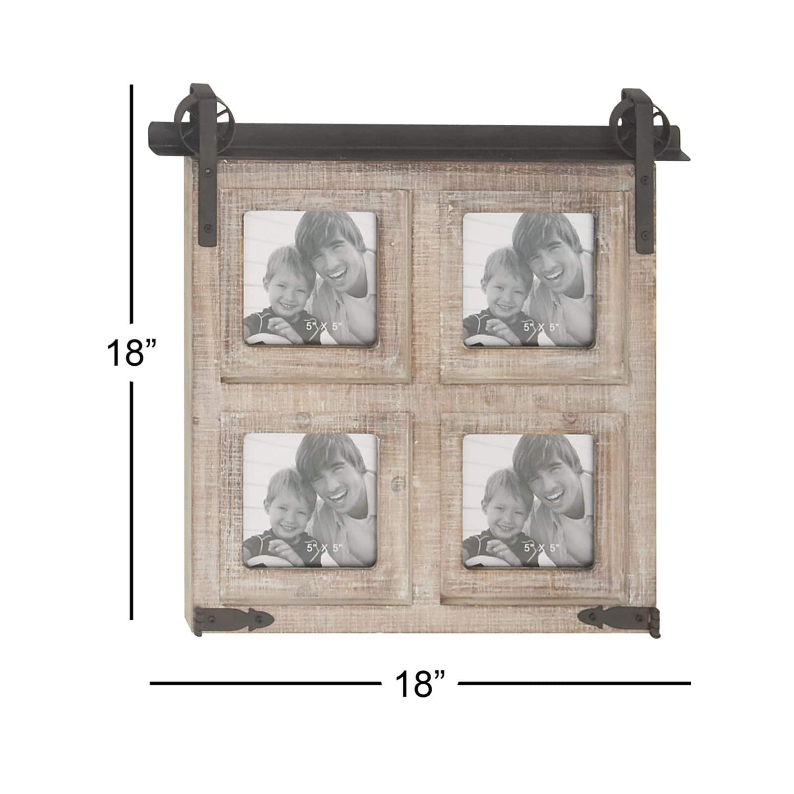 4 Opening Brown 5" x 5" Wood Farmhouse Frame