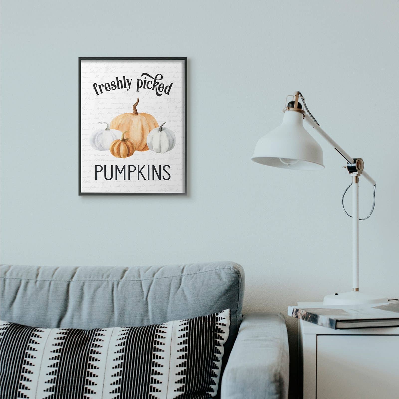 Stupell Industries Freshly Picked Pumpkins Print with Black Frame Wall Accent