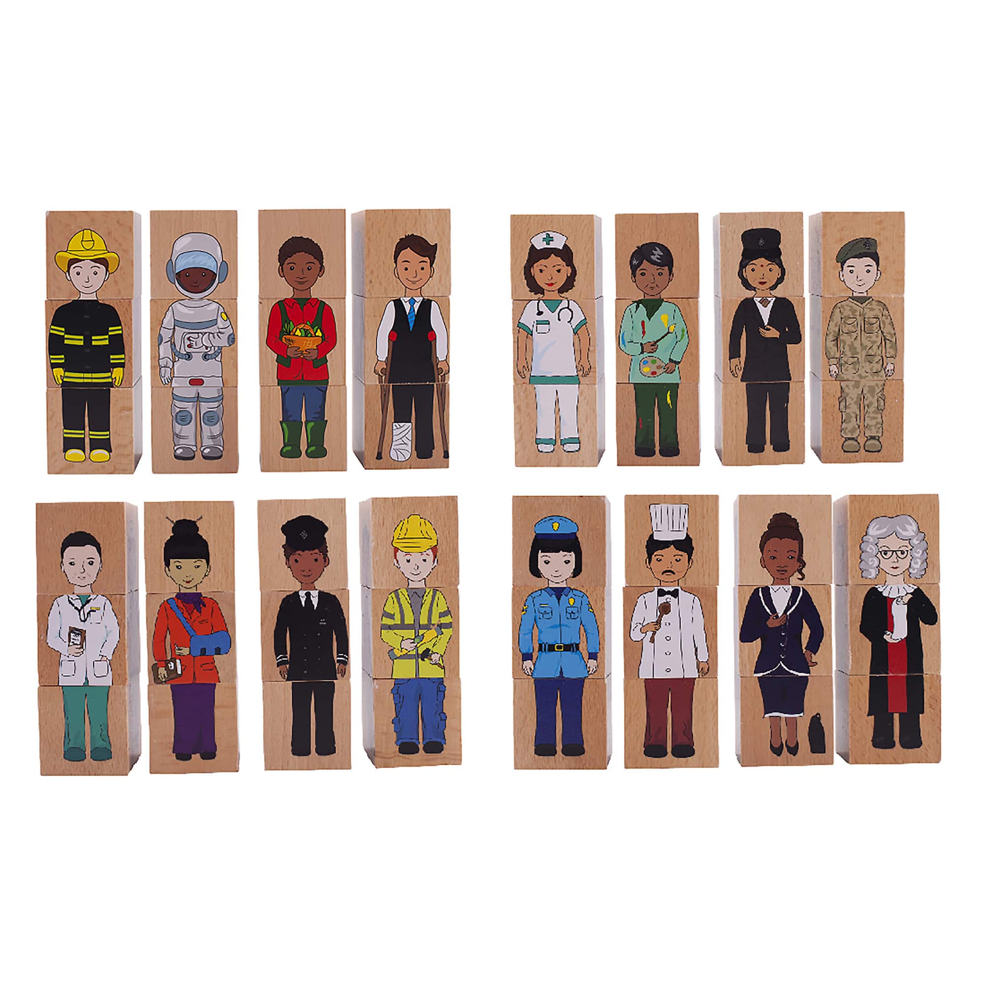 The Freckled Frog 2" Career Mix 'N' Match Wooden Blocks Set
