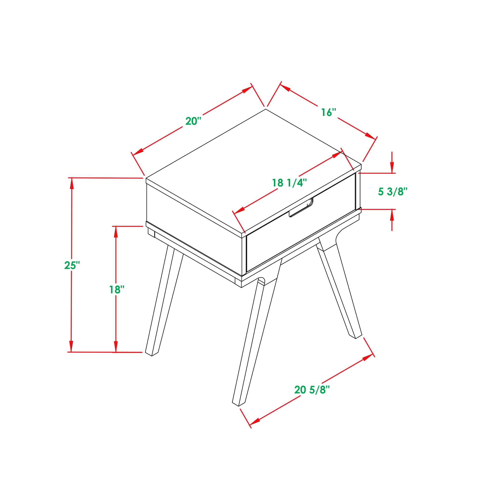 Walker Edison 20" 1-Drawer Modern Side Table
