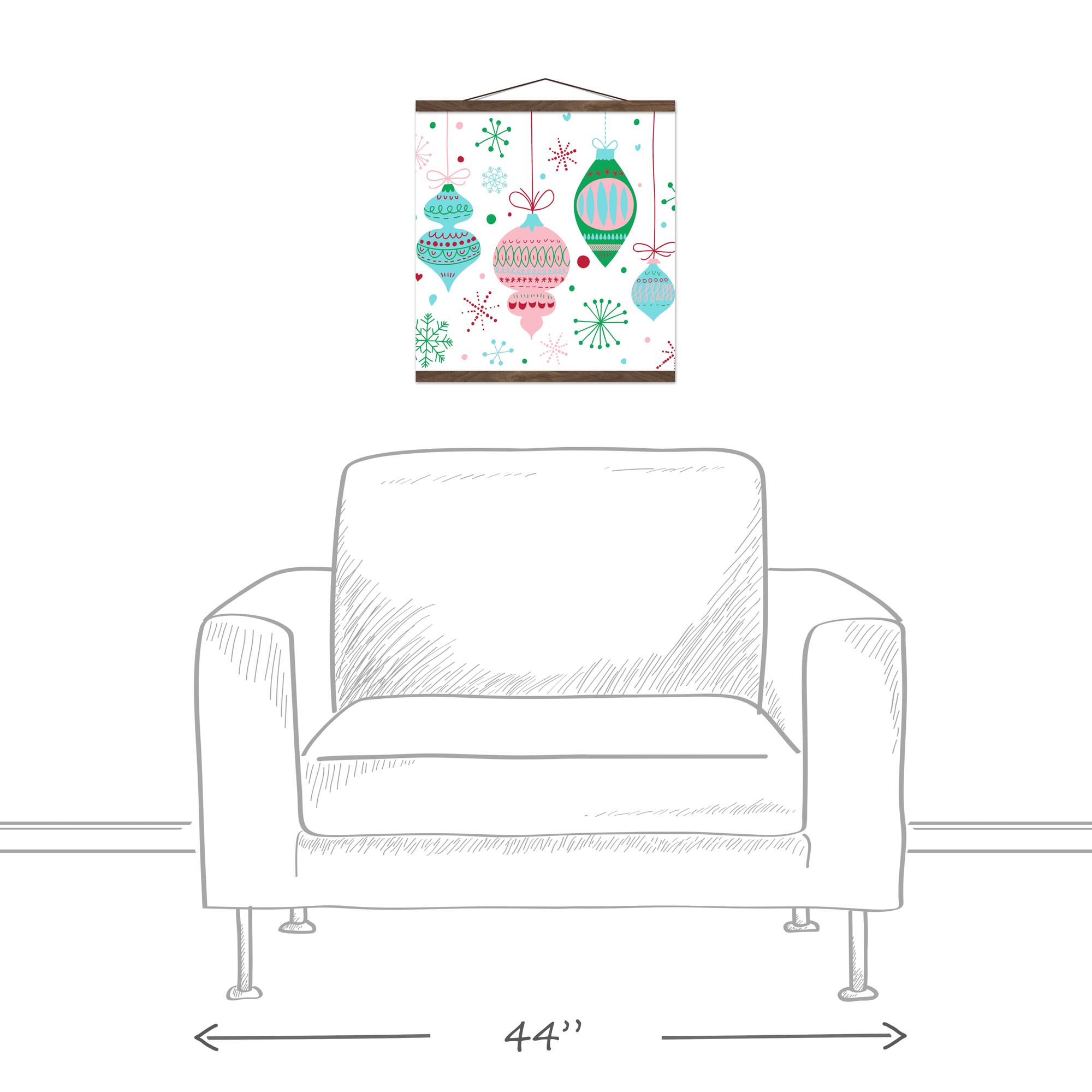 Retro Funky Ornaments 16x16 Teak Hanging Canvas