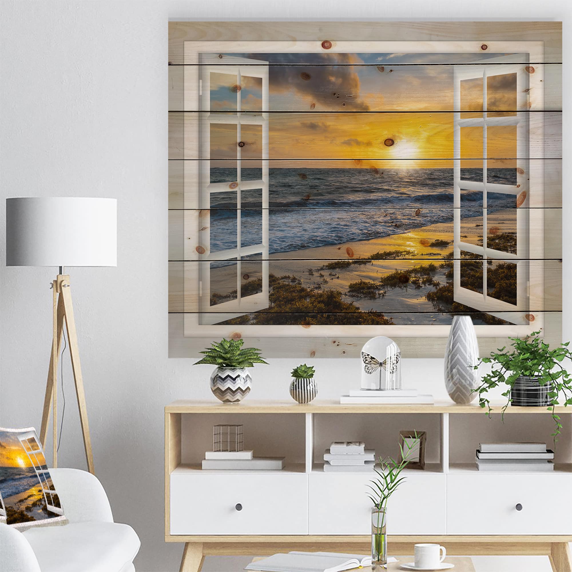 Designart - Open Window to Bright Yellow Sunset