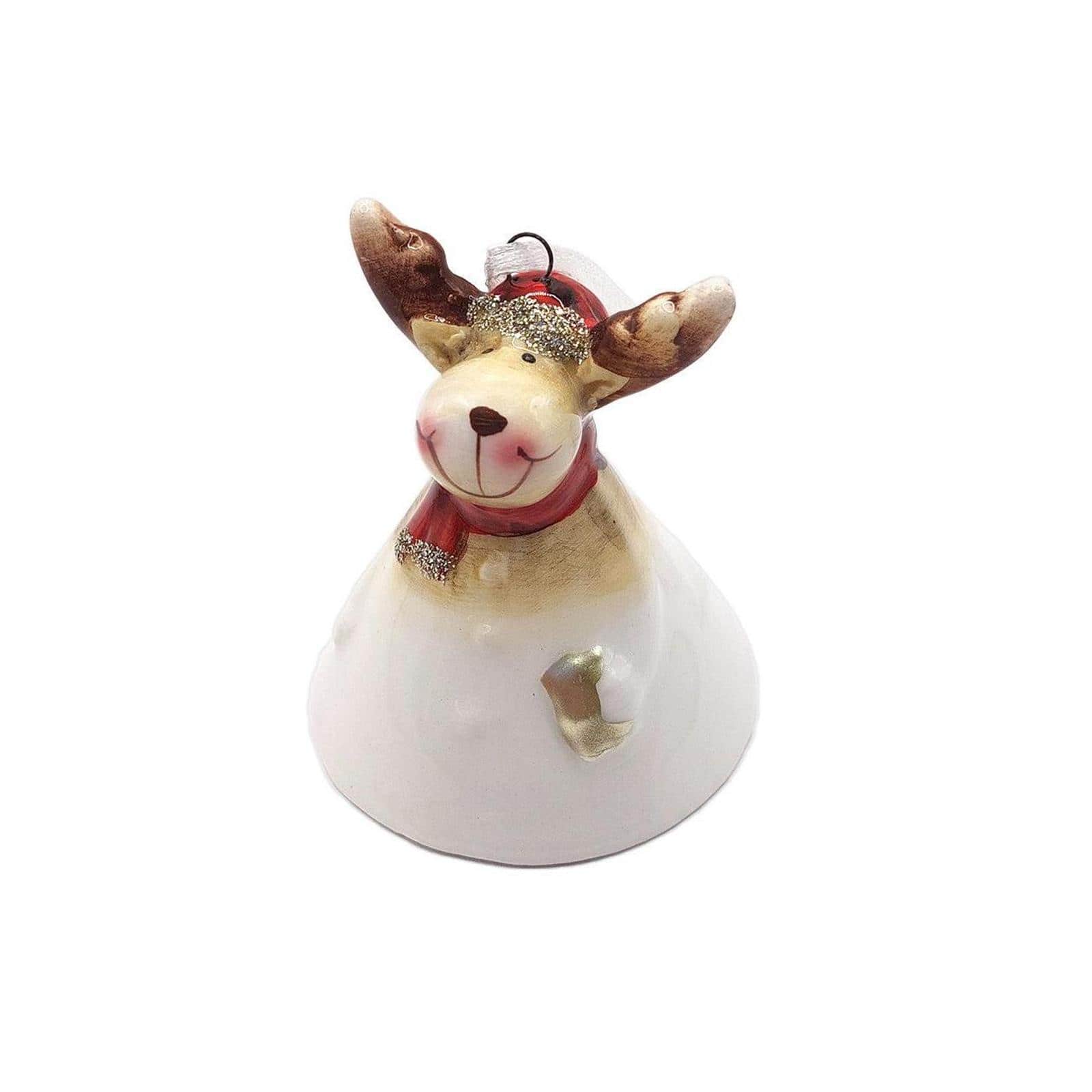 Wizardi 12" Reindeer Bell Christmas Ceramic Ornament