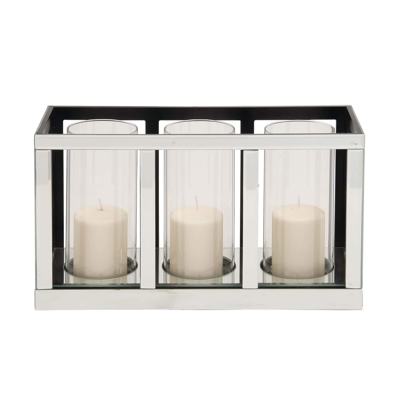 18" Silver Mirror Glam Candlestick Holder