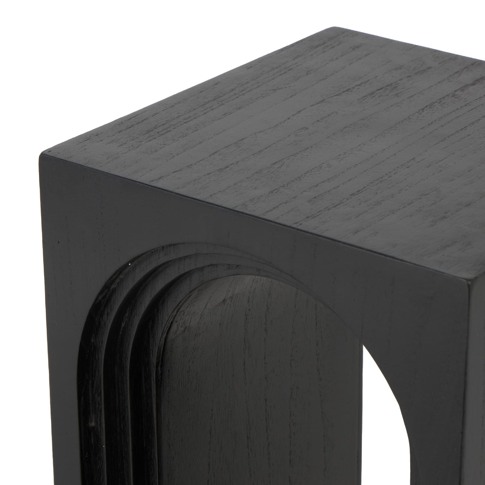 12" x 24" Black Wood Cutout Arch Side End Accent Table