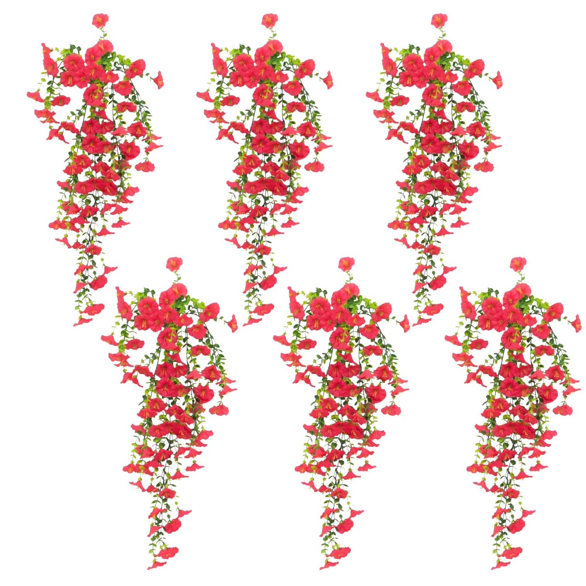 30" UV Resistant Artificial Morning Glory Hanging Plants, 6ct.