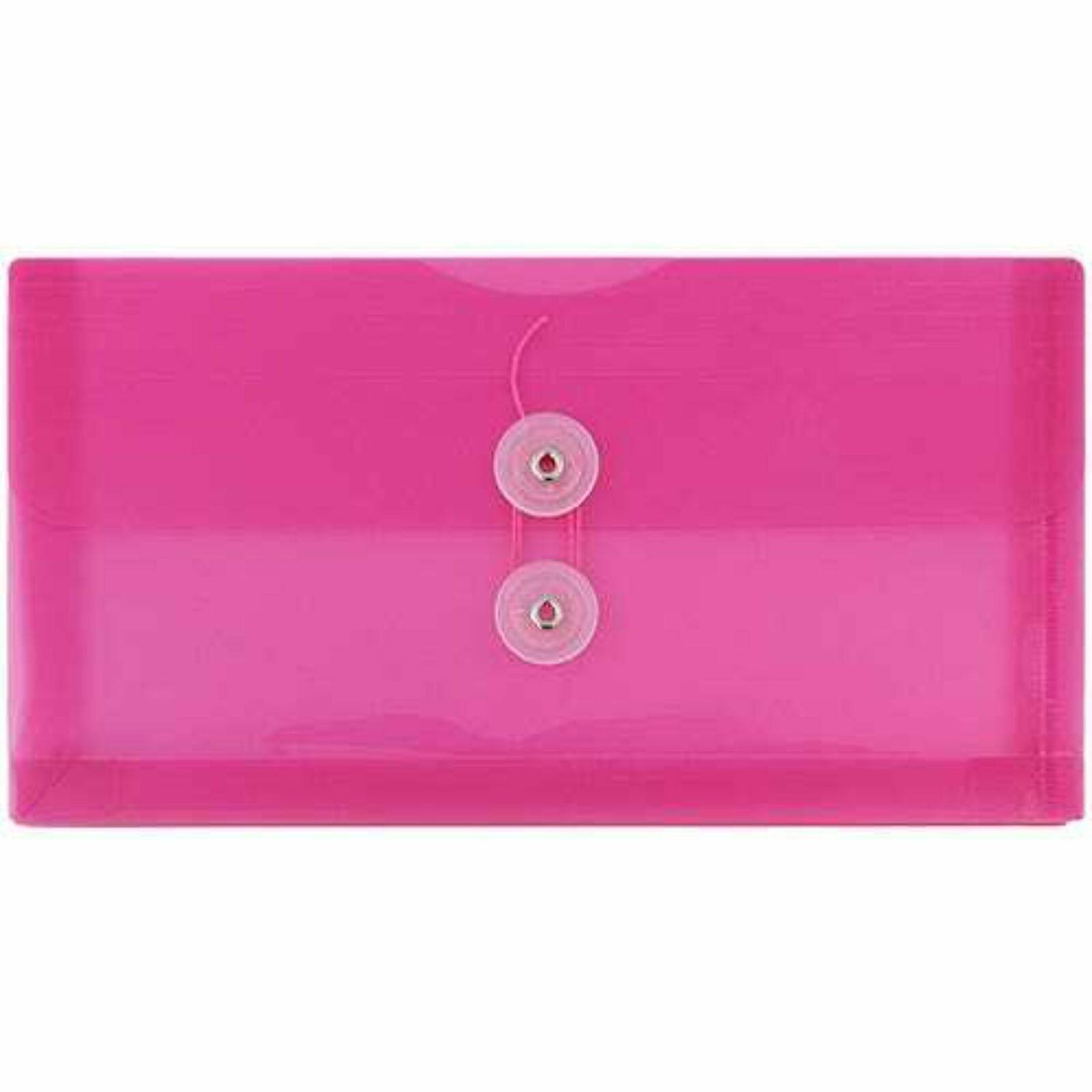 JAM Paper 5.25" x 10" Plastic #10 Business Envelope with Button and String Closure, 24ct.