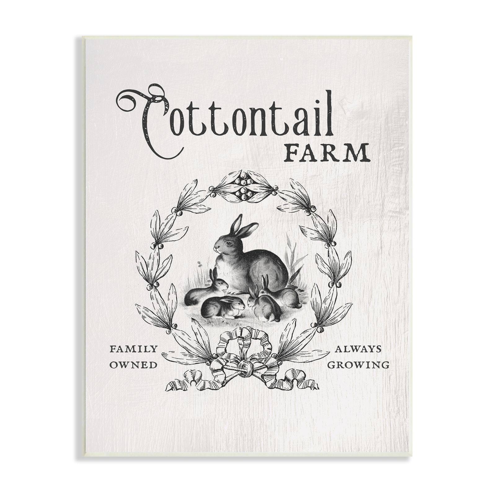 Stupell Industries Cottontail Farm Vintage Advertisement Rabbit Family Country Illustration Wall Plaque