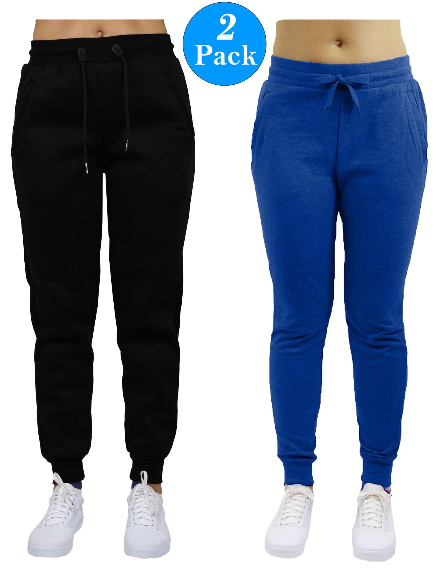 Galaxy by Harvic Women’s Slim Fit Heavyweight Fleece-Lined Joggers 2 Pack