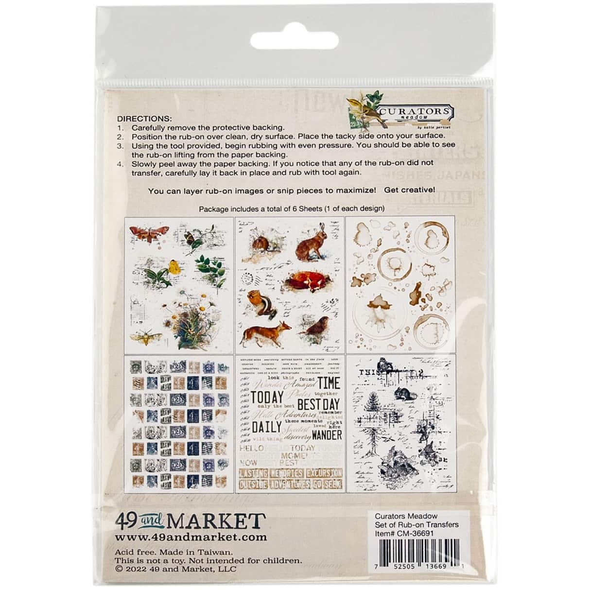 49 and Market Curators Meadow Rub-On Transfer Set