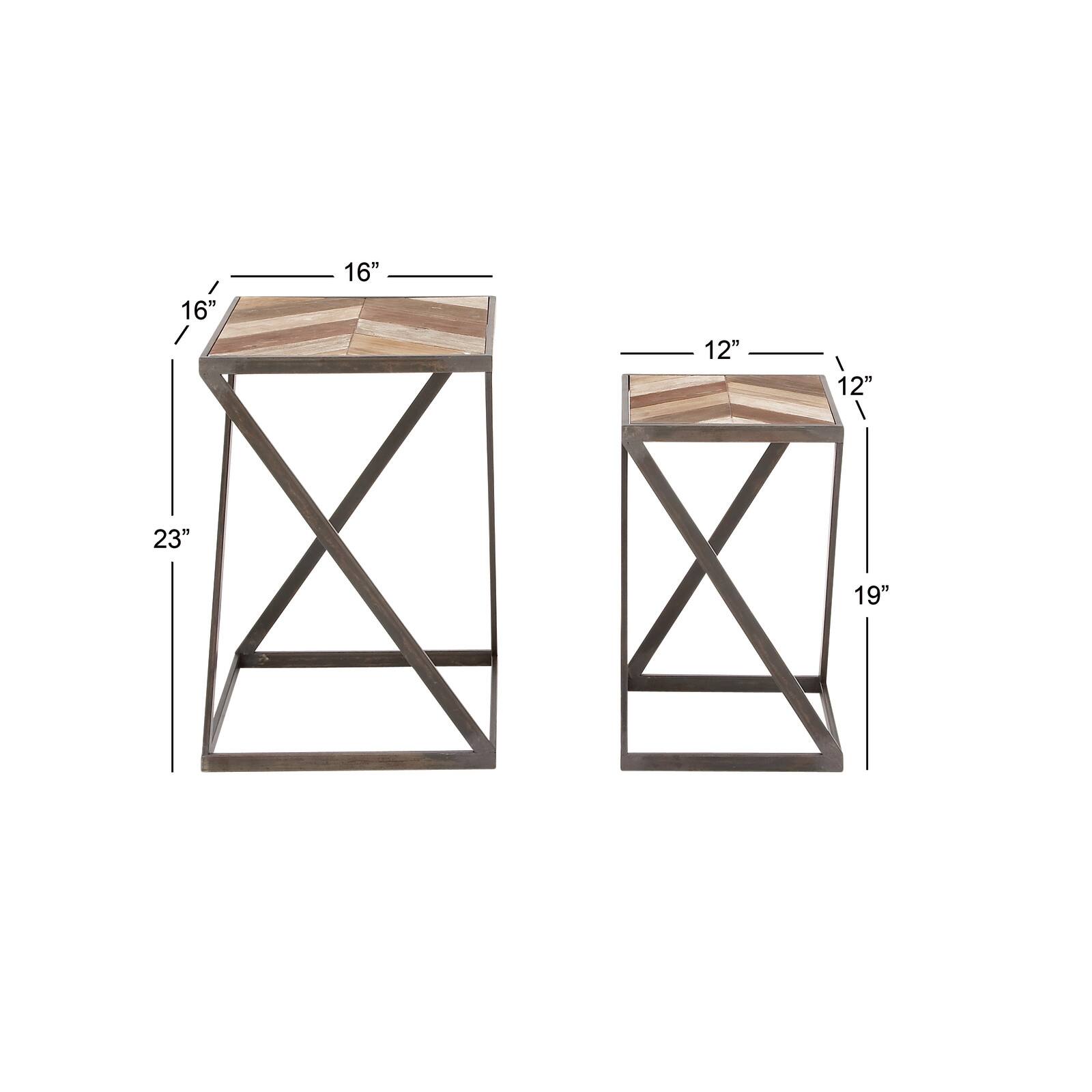 Brown Wood Modern Accent Table Set