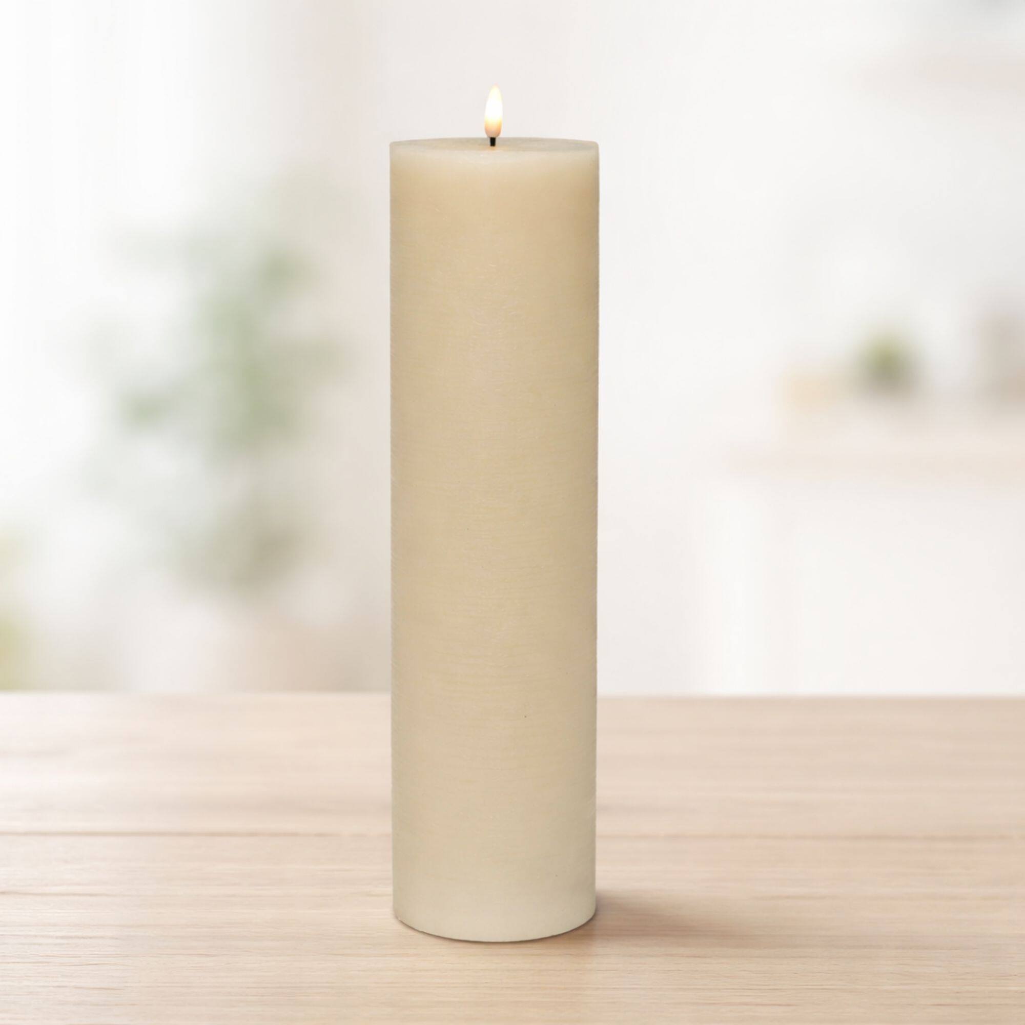 Melrose Beige FIA WICK Pillar Candles, 2ct.