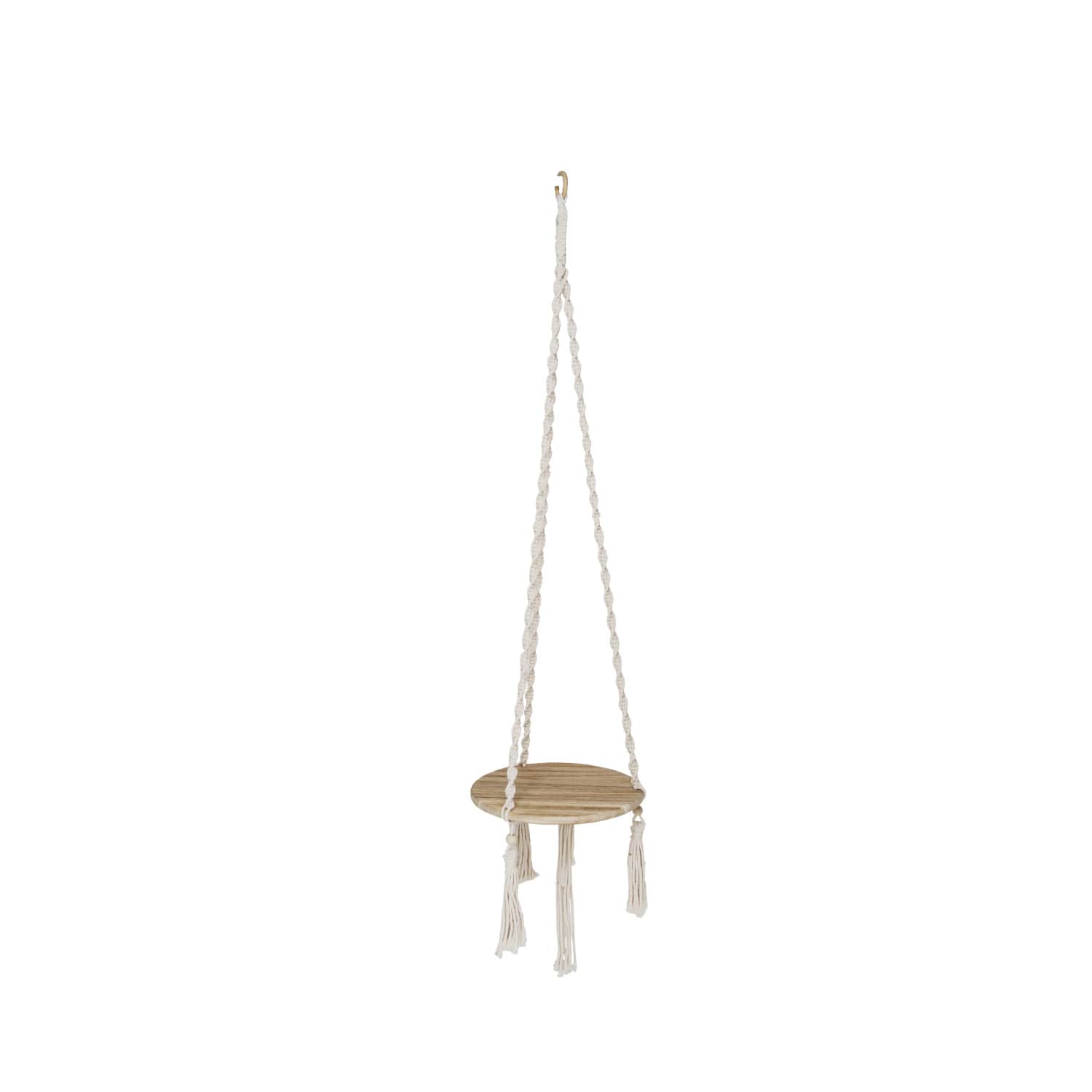 Hello Honey® 5ft. Cotton Macrame Plant Hanger with Wood Base
