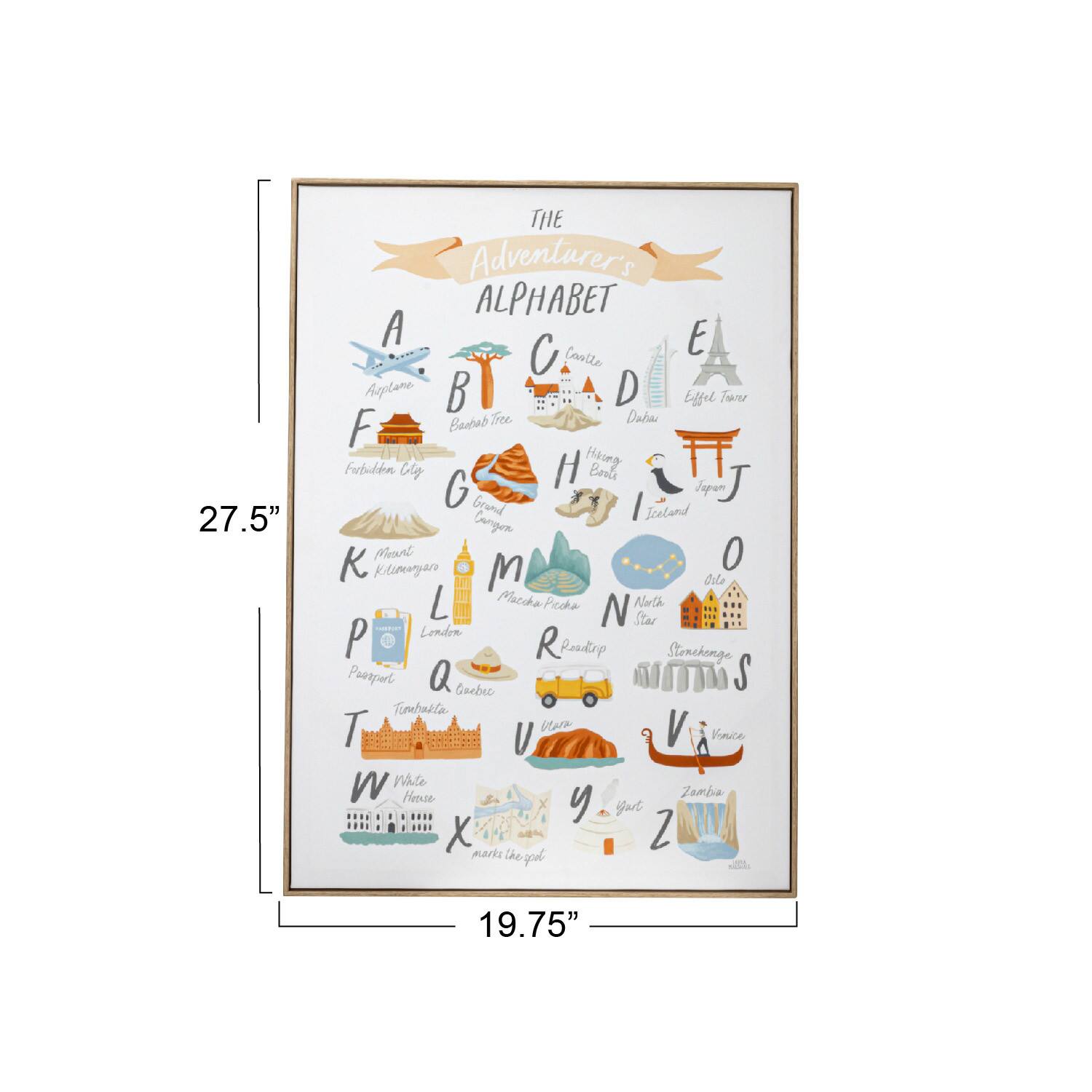 Hello Honey® Adventurer's Alphabet Canvas Framed Wall Décor