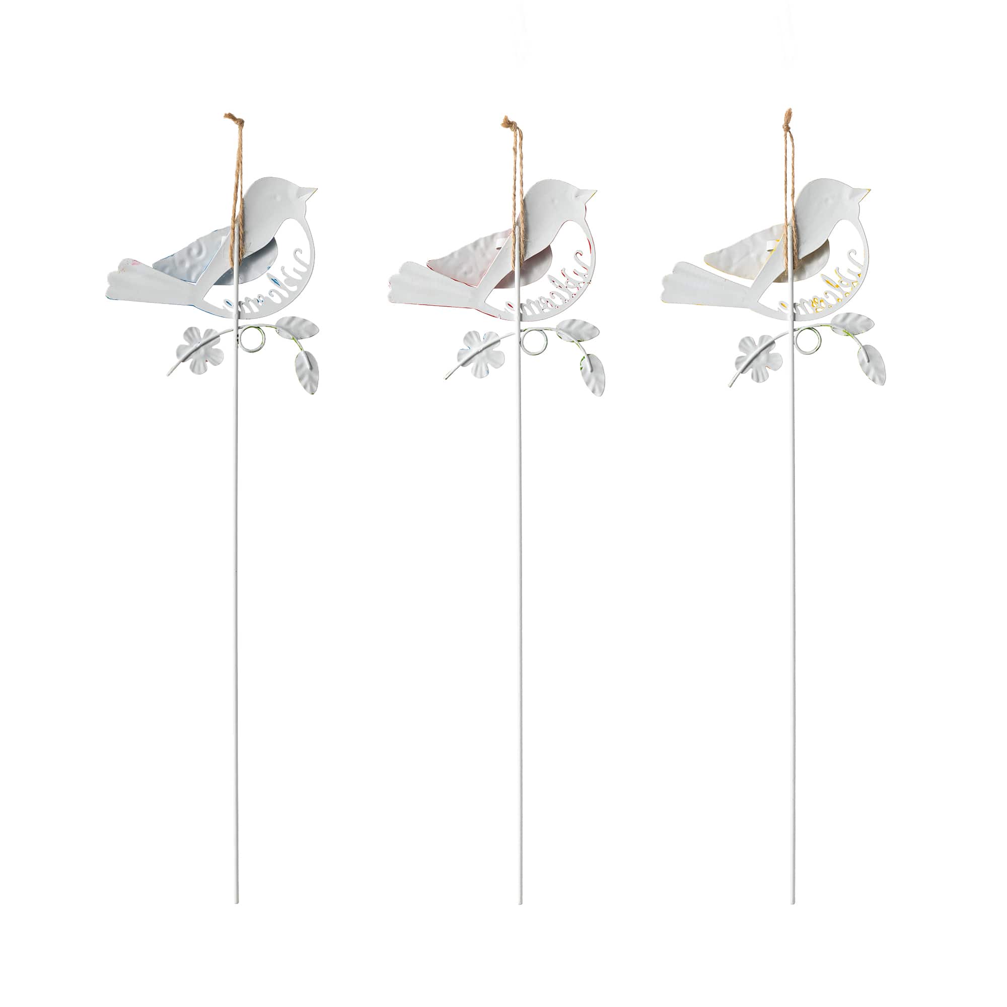 Glitzhome® 16" Metal Bird Welcome Yard Stake Set