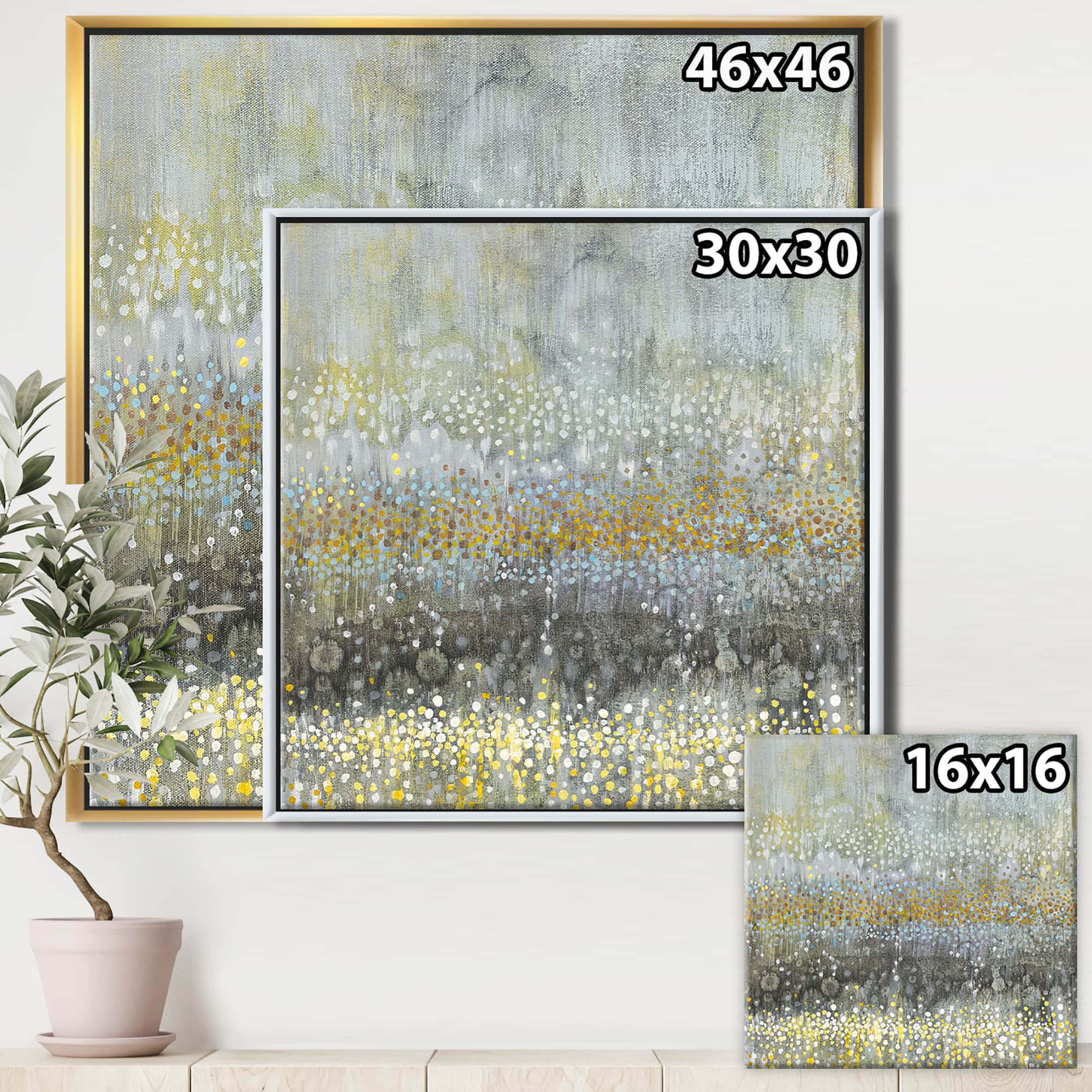 Designart - Glam Rain Abstract III - Modern & Contemporary Framed Canvas