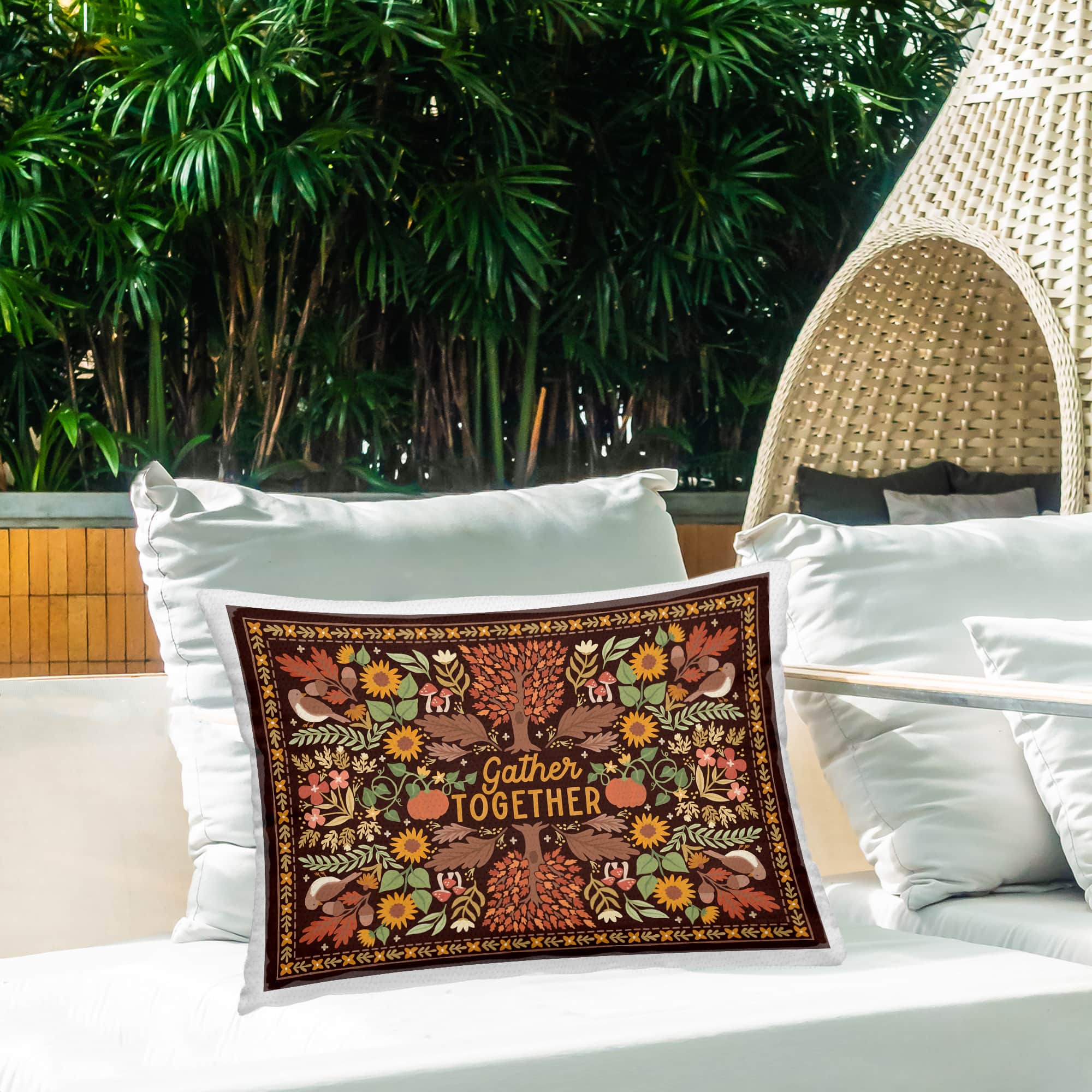 Stupell Industries Gather Together on Brown Outdoor Printed Pillow