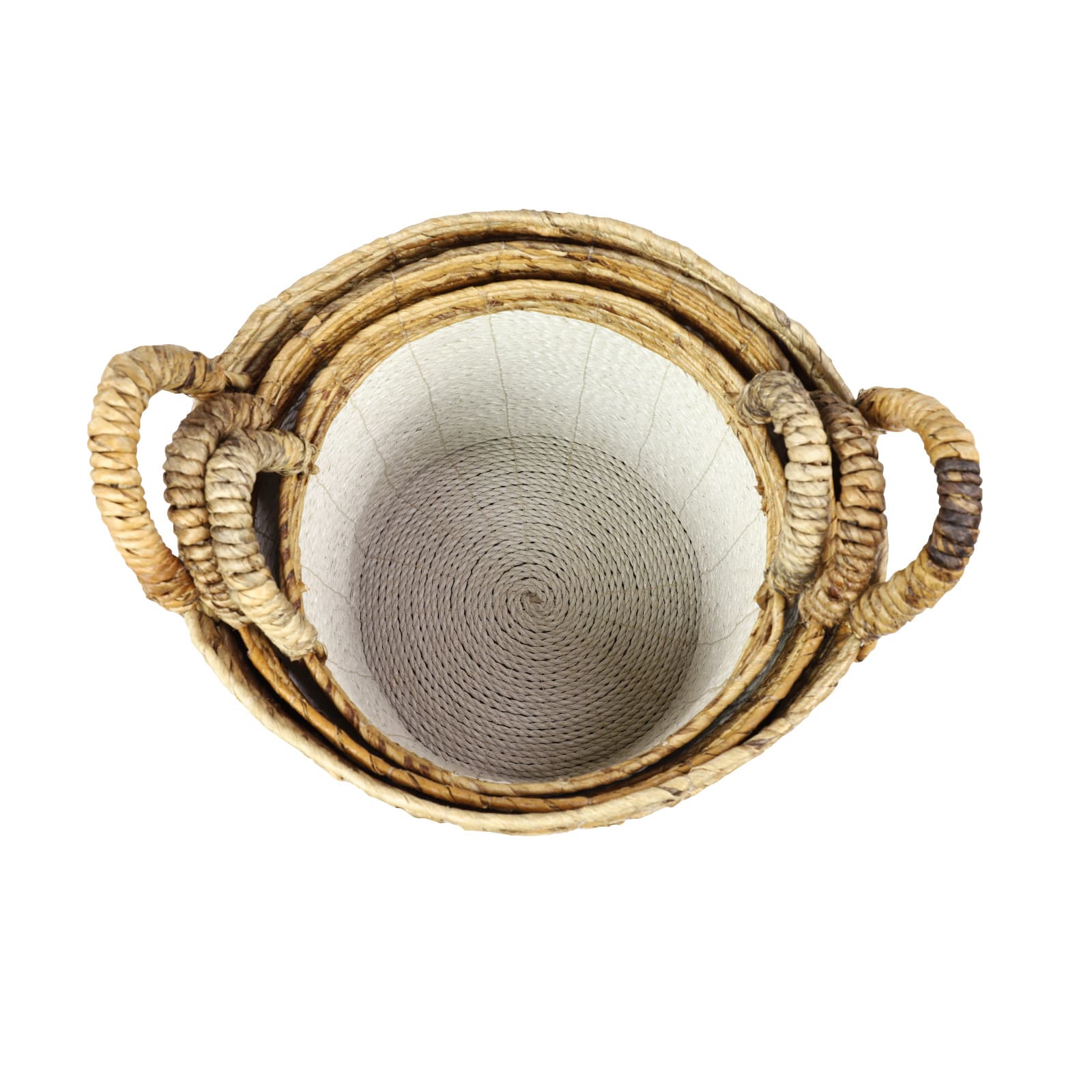 White Seagrass Coastal Storage Basket Set
