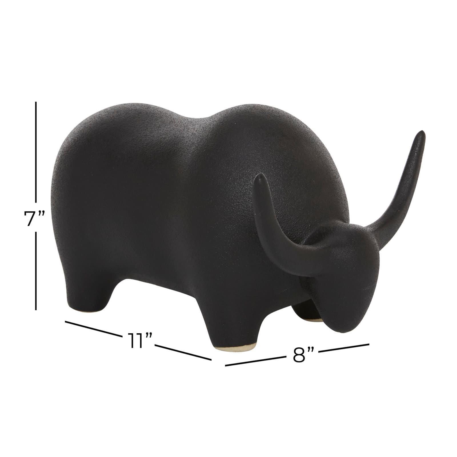 11" Black Contemporary Bull Sculpture