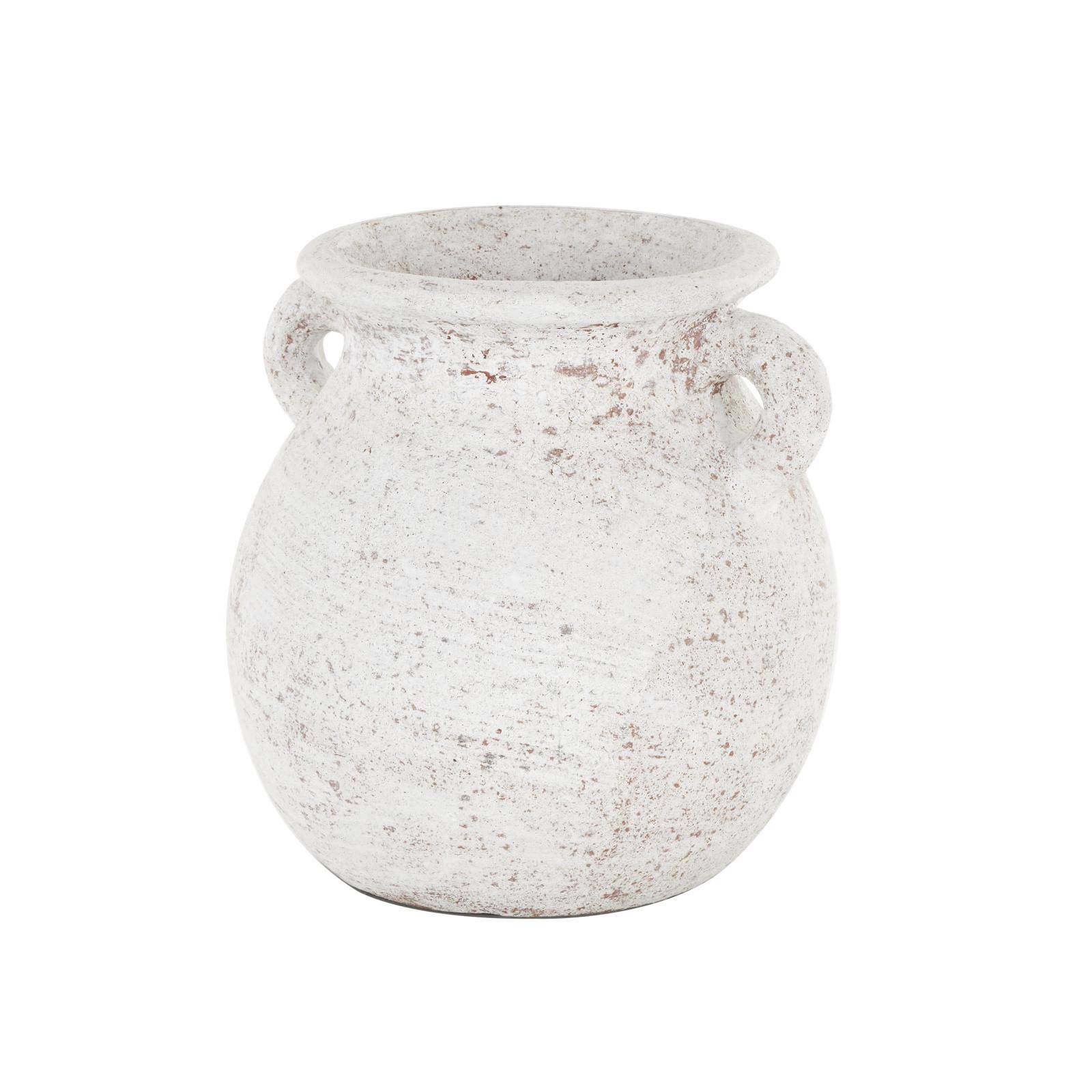 10" Cream Ceramic Textured Vase with Handles