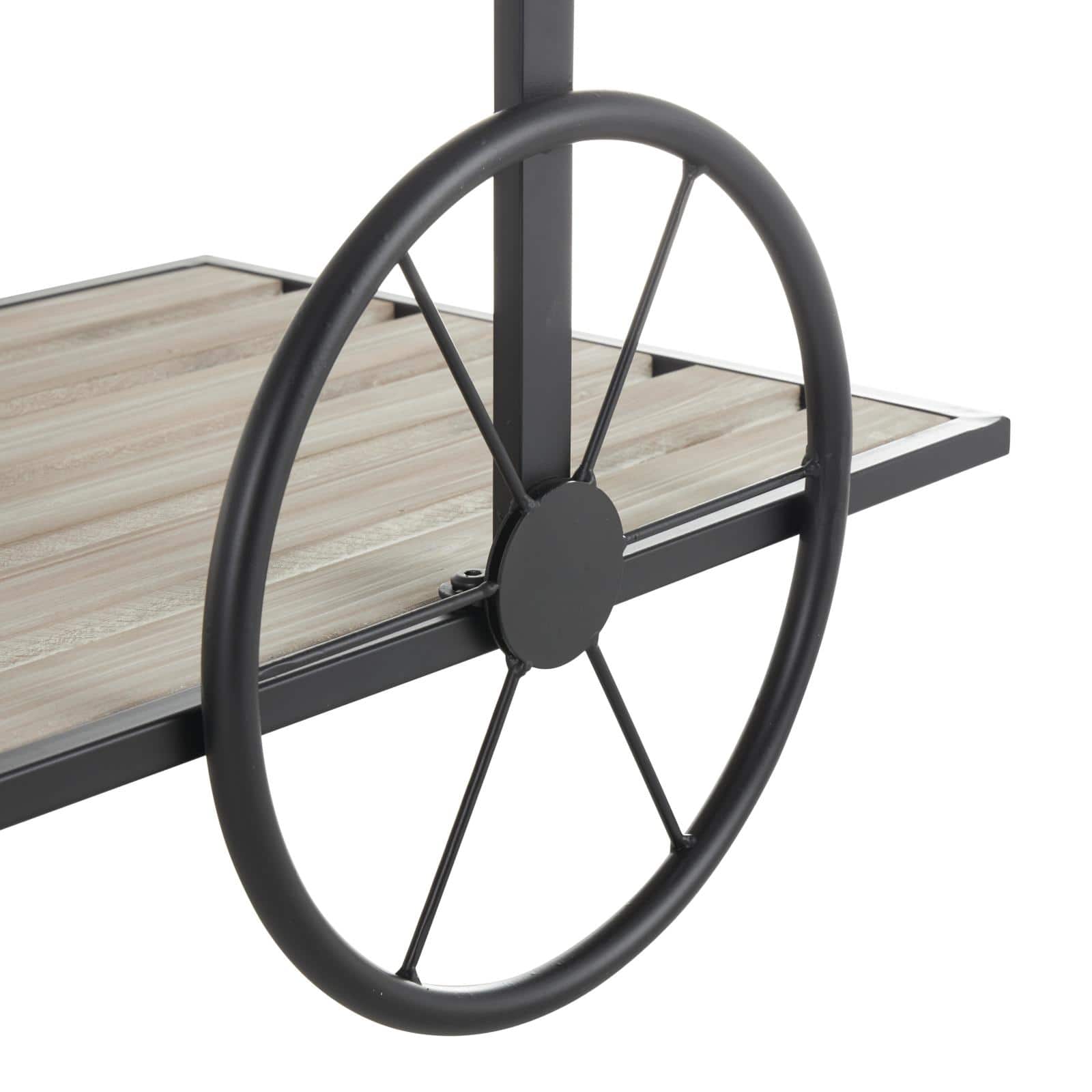 45" Cream Wood Wheelbarrow Shelf Plant Stand