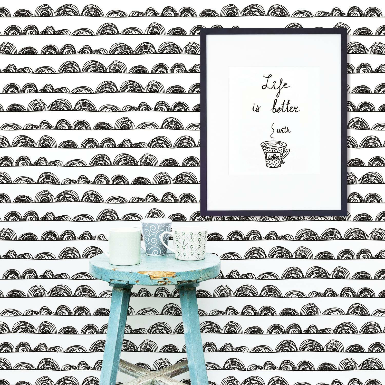 RoomMates Doodle Scallop Peel & Stick Wallpaper