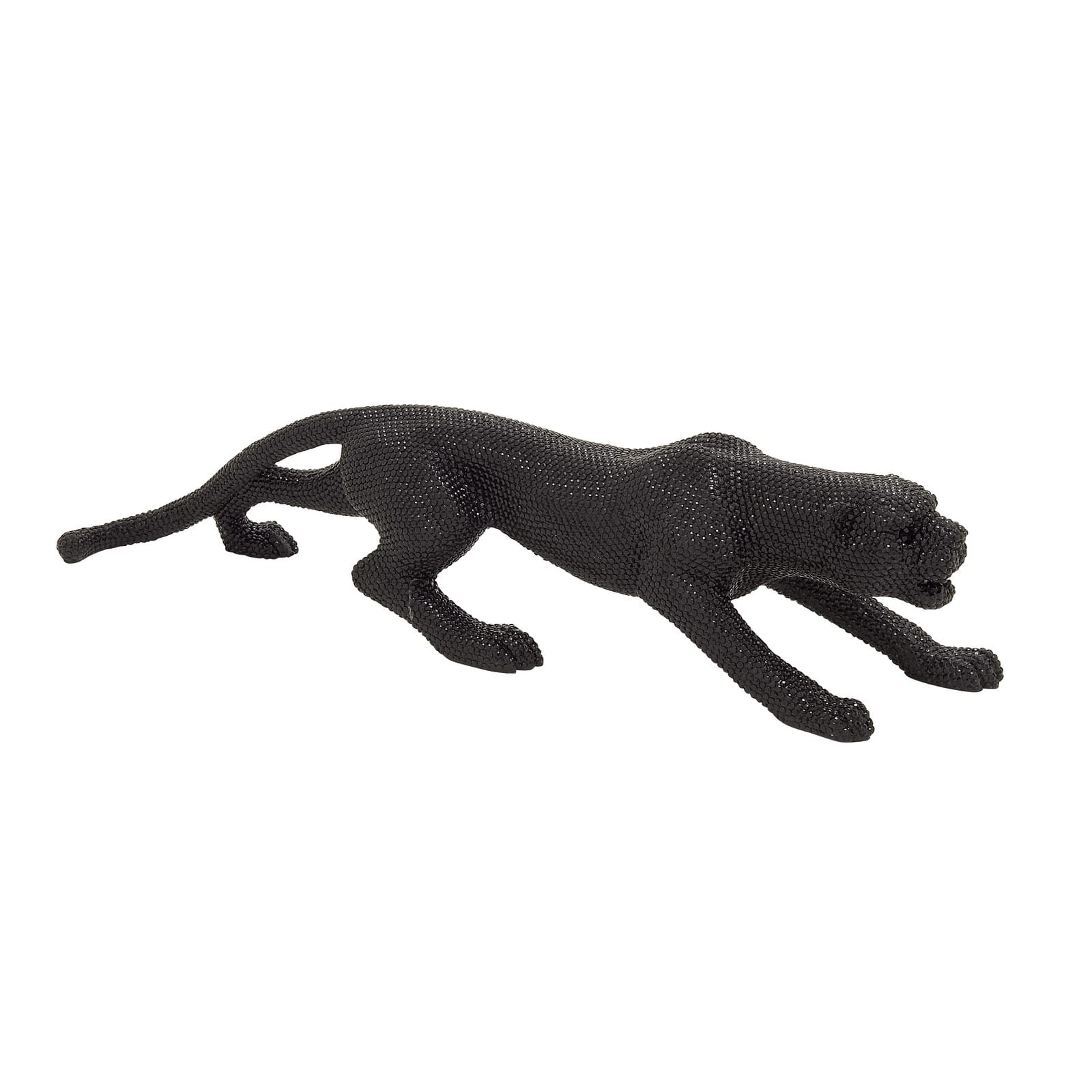 42" Black Polystone Glam Leopard Sculpture